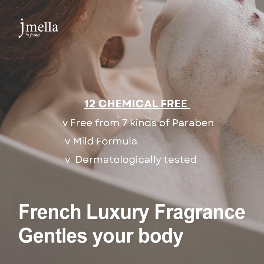 JMella France Lime & Basil Body Wash - 33.8 Fl Oz | Paraben-Free, Chemical-Free Formula with Strawberry Leaf Extract & 17 Amino Acid Complex | Luxury French Fragrance for Sensitive Skin | Perfect for Daily Shower & Spa Relaxation