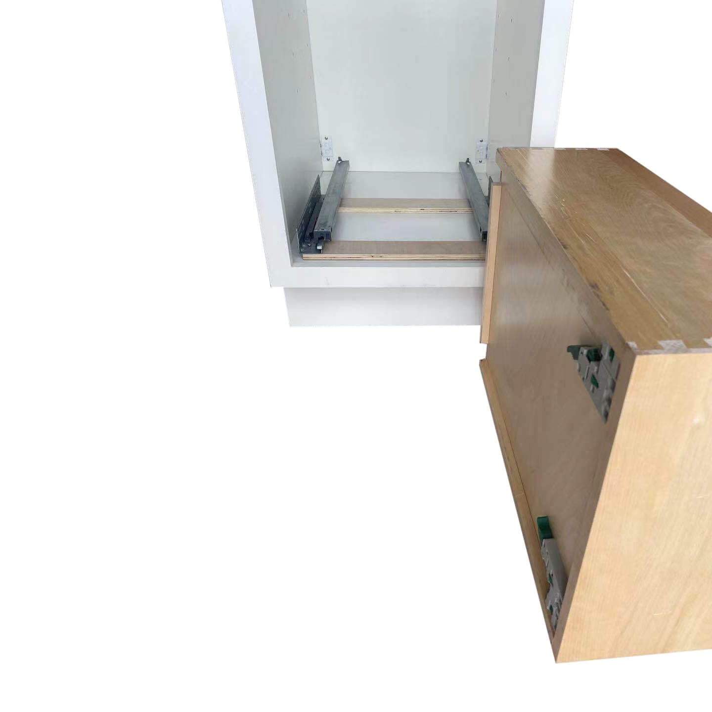 Soft Close Pull-Out Trash Can Drawer for Kitchen Cabinets - Wooden RTA Base Cabinet Organizer with Sliding Mechanism (Trash Bins Not Included) | Perfect Under Sink Storage & Kitchen Waste Management Solution