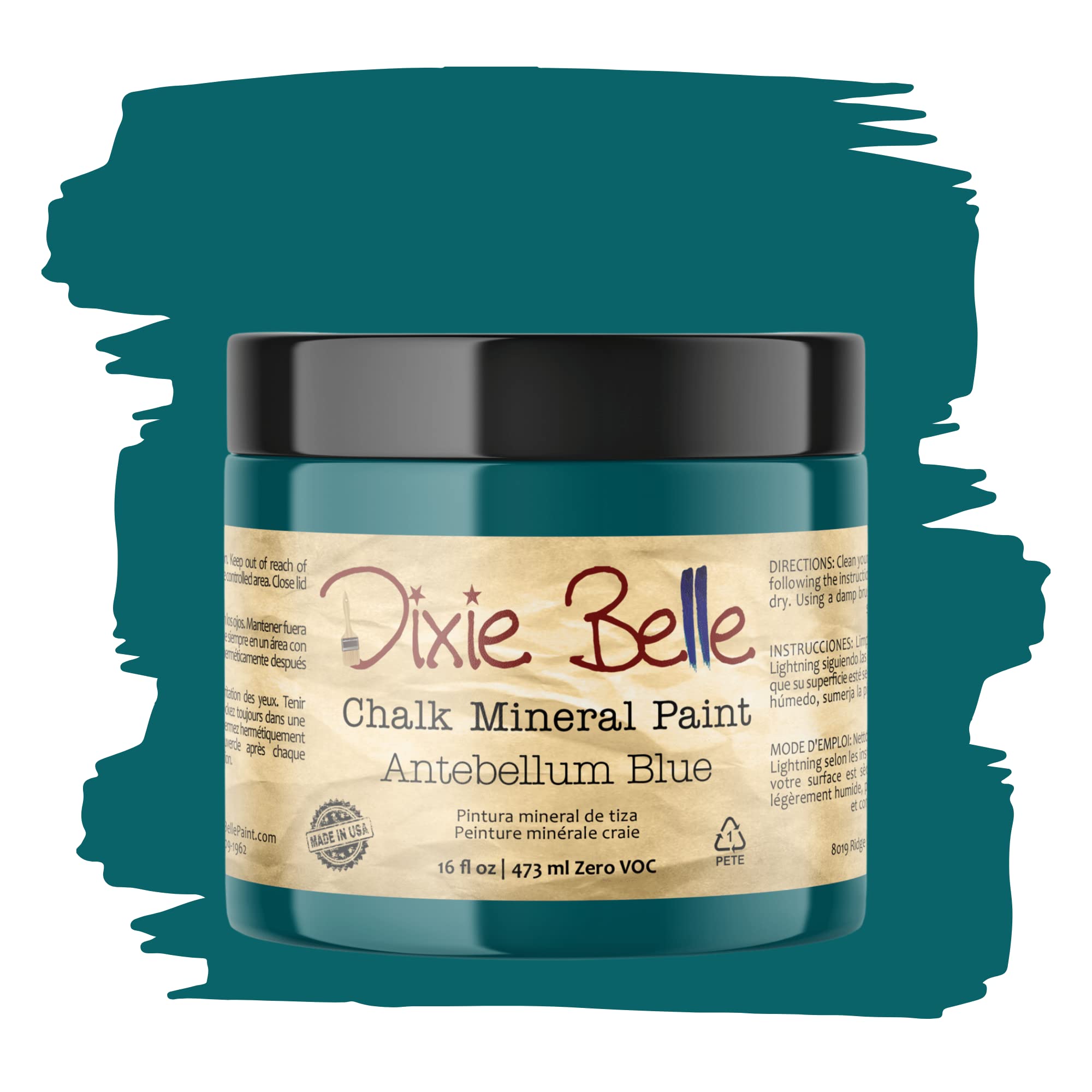 Dixie Belle Chalk Mineral Paint - Antebellum Blue (16oz) | Matte Dark Teal Furniture Paint for DIY Projects | Perfect for Upcycling, Cabinets, Dressers & Home Decor