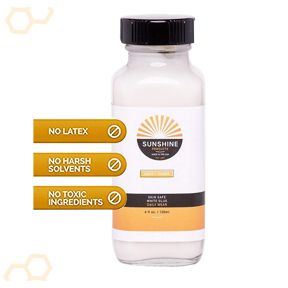 Sunshine Extended Wear Silicone Hair Replacement Adhesive (0.5oz) & Fast Acting Wig Glue Remover (2oz) - Strong Hold for Wigs, Toupees & Hair Systems - Perfect for Daily Use, Cosplay & Medical Hair Loss