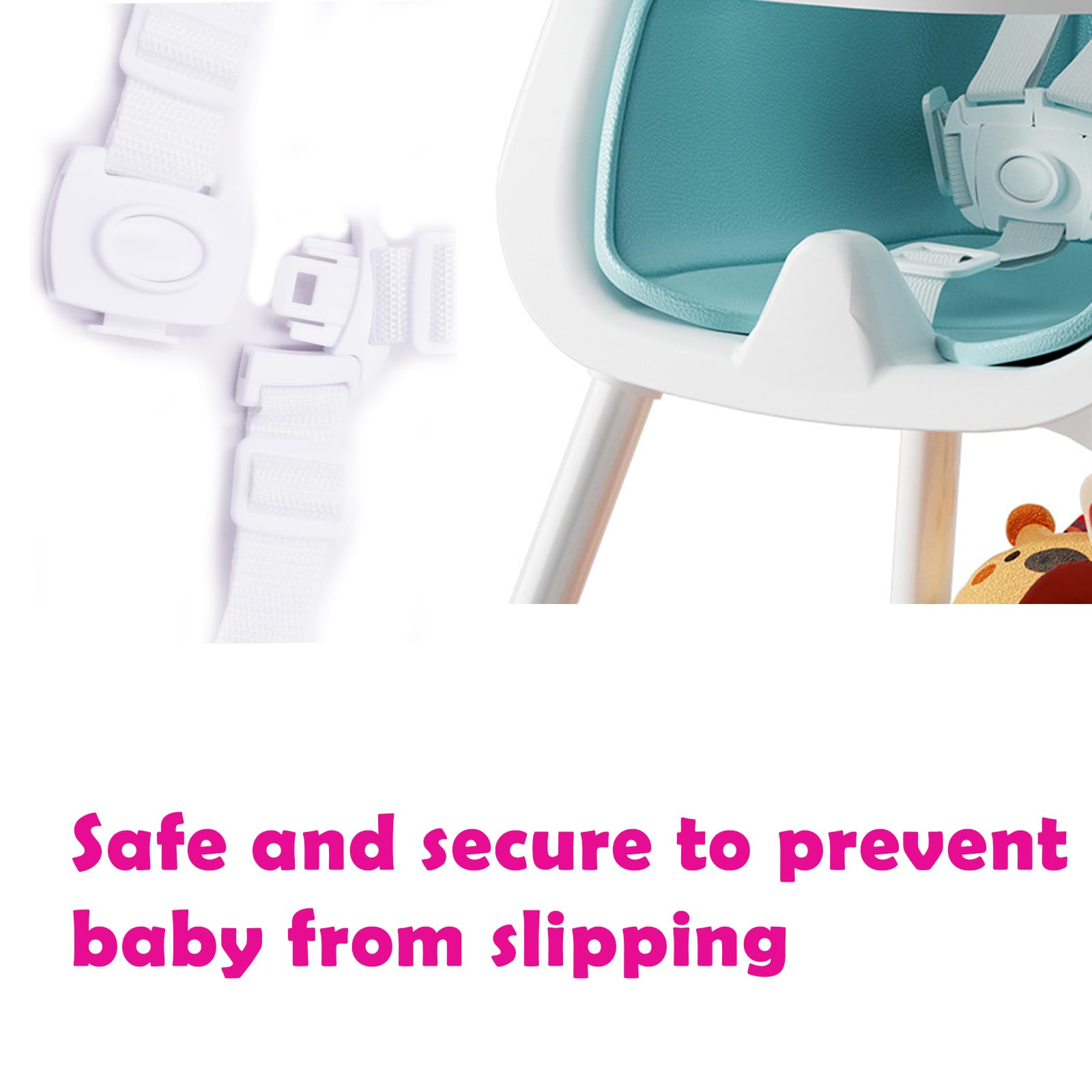 5-Point Safety Harness for Baby Stroller, Adjustable High Chair Strap - Child Car Seat Belt with Shoulder Straps (White) | Secure Infant Protection for Pushchair, Pram & Shopping Cart