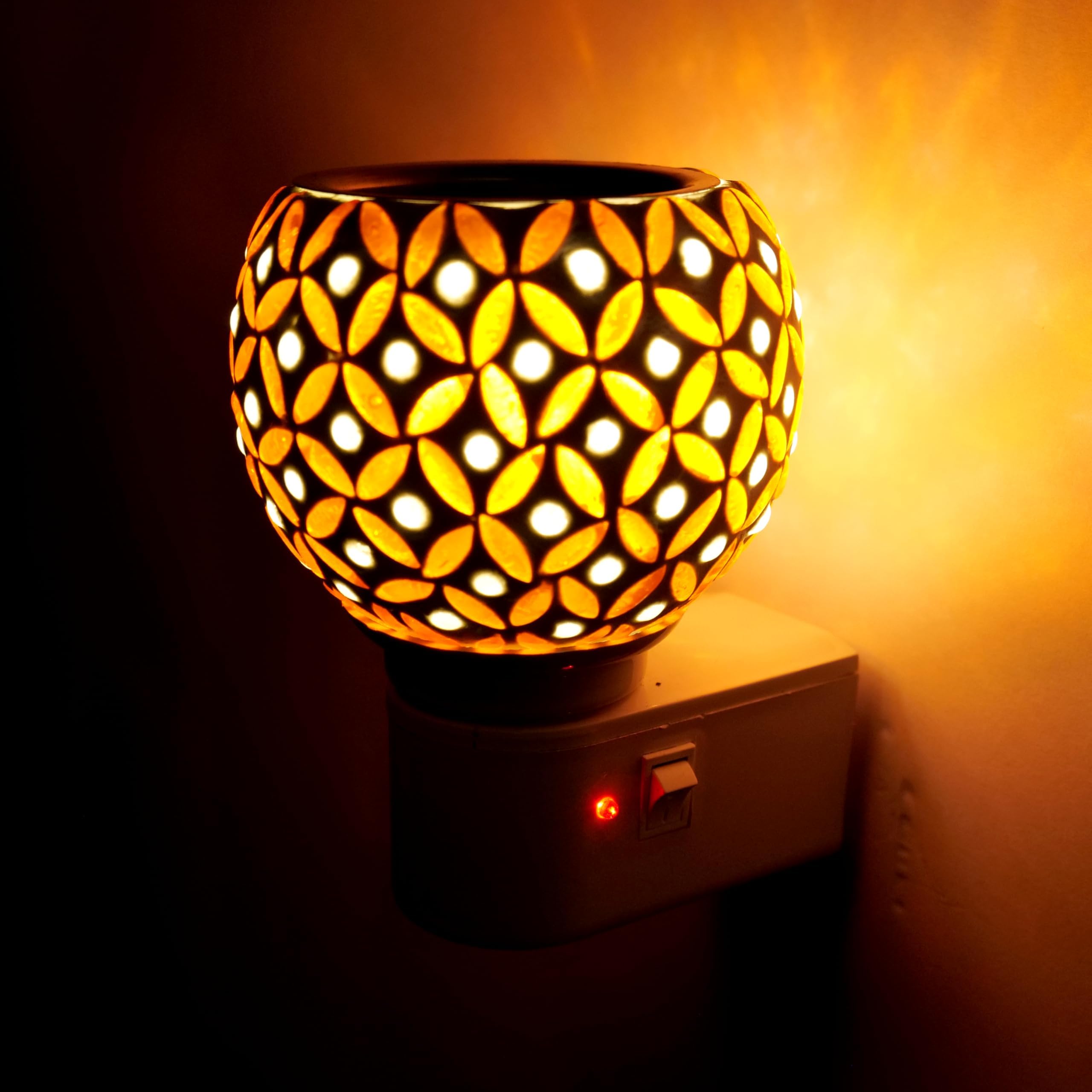 Premium Ceramic Aroma Diffuser & Night Light - Essential Oil Warmer with On/Off Switch, Camphor Burner for Home Fragrance - Perfect for Bedroom, Yoga Studio & Spa Relaxation