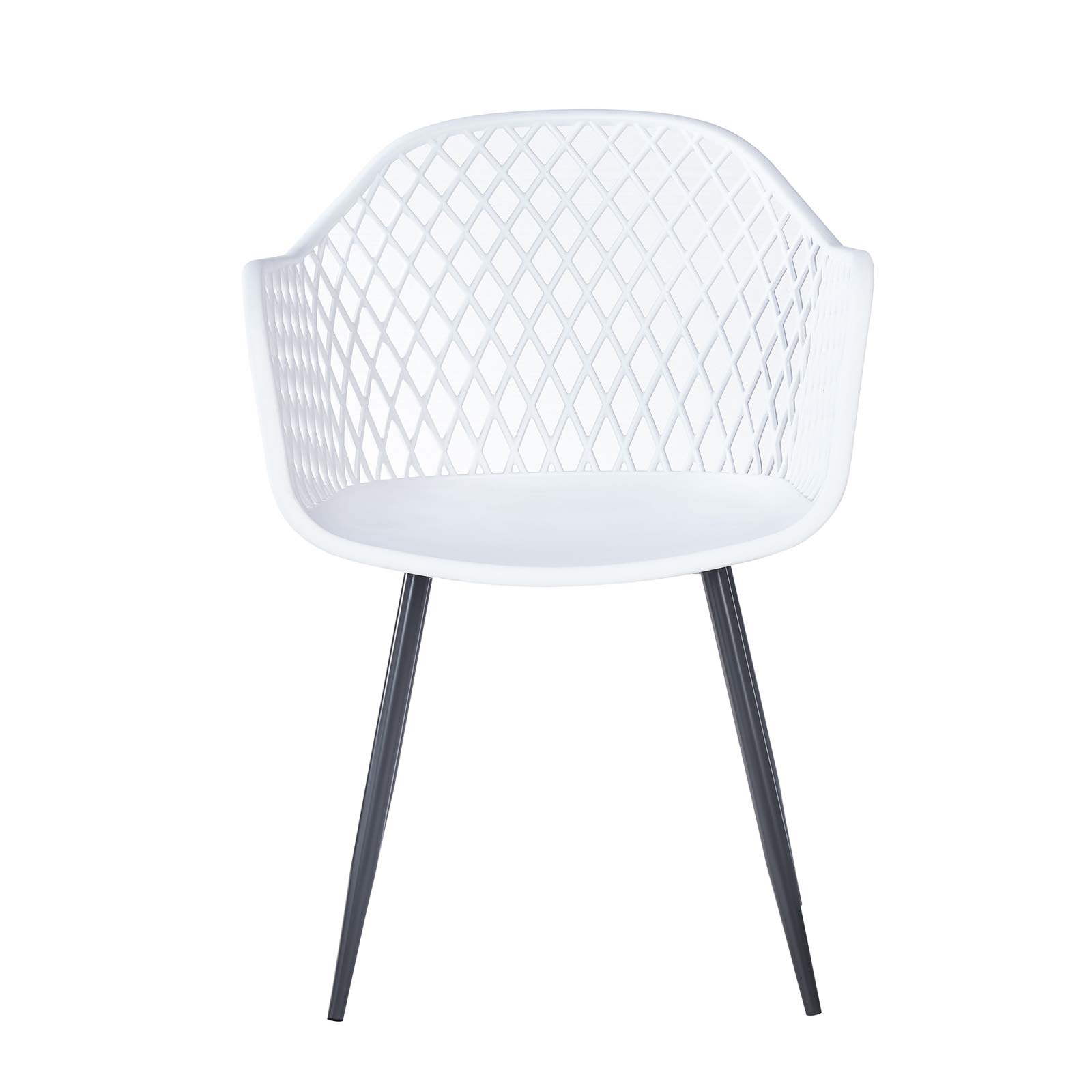 Modern White Plastic Chairs Set of 2 - Durable Home Office & Dining Chairs, Lightweight Outdoor Accent Chairs for Patio, Living Room, Kitchen - Perfect for Small Spaces & Indoor/Outdoor Use