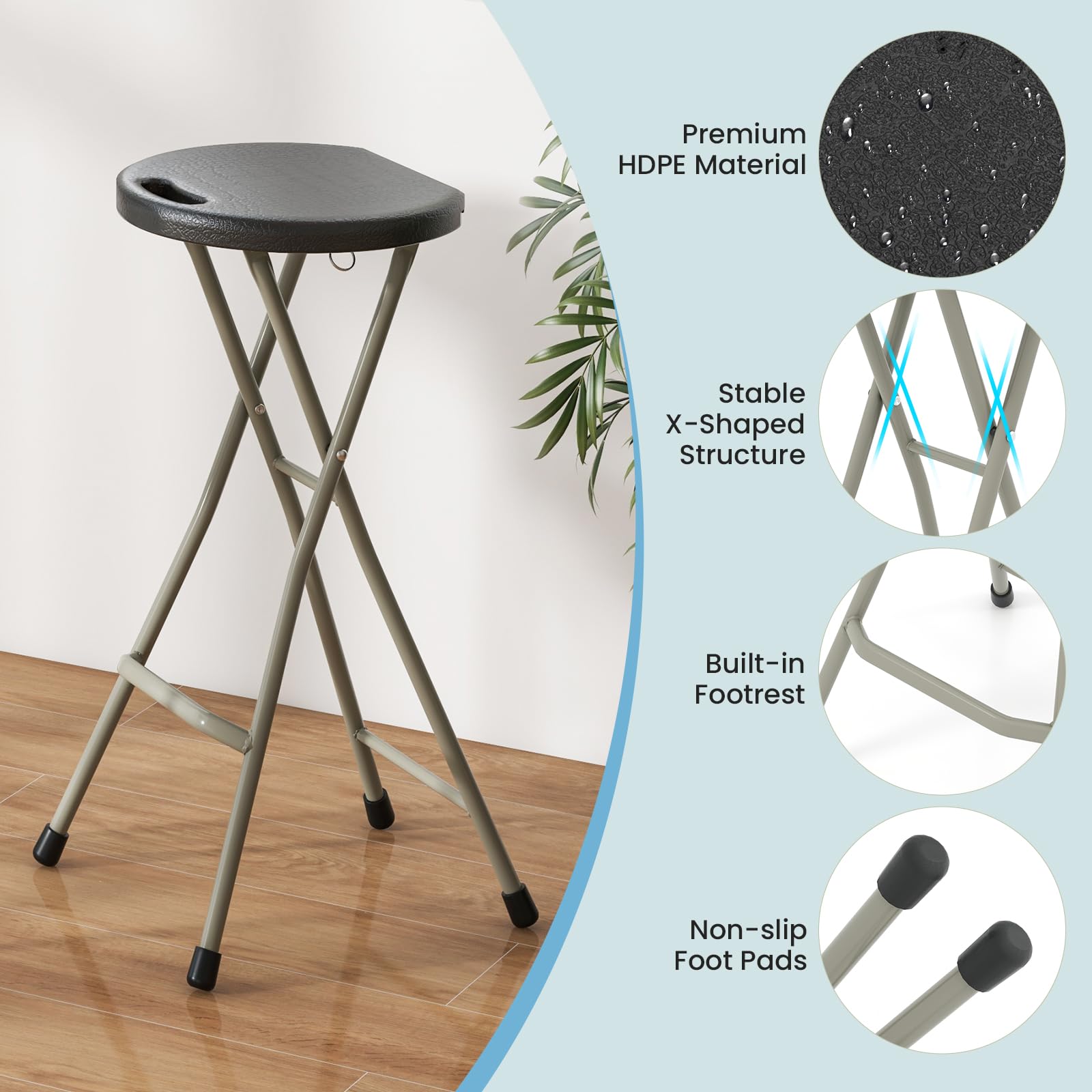 Goplus 3-Pack 28 Inch Heavy Duty Folding Stool - 550 lb Capacity Portable Camping Chairs for Adults - Compact Foldable Stool with Handle for Fishing, Hiking, Gardening, BBQ & Outdoor Activities - Perfect for Camping Trips, Beach Outings, Backyard Parties and Tailgating