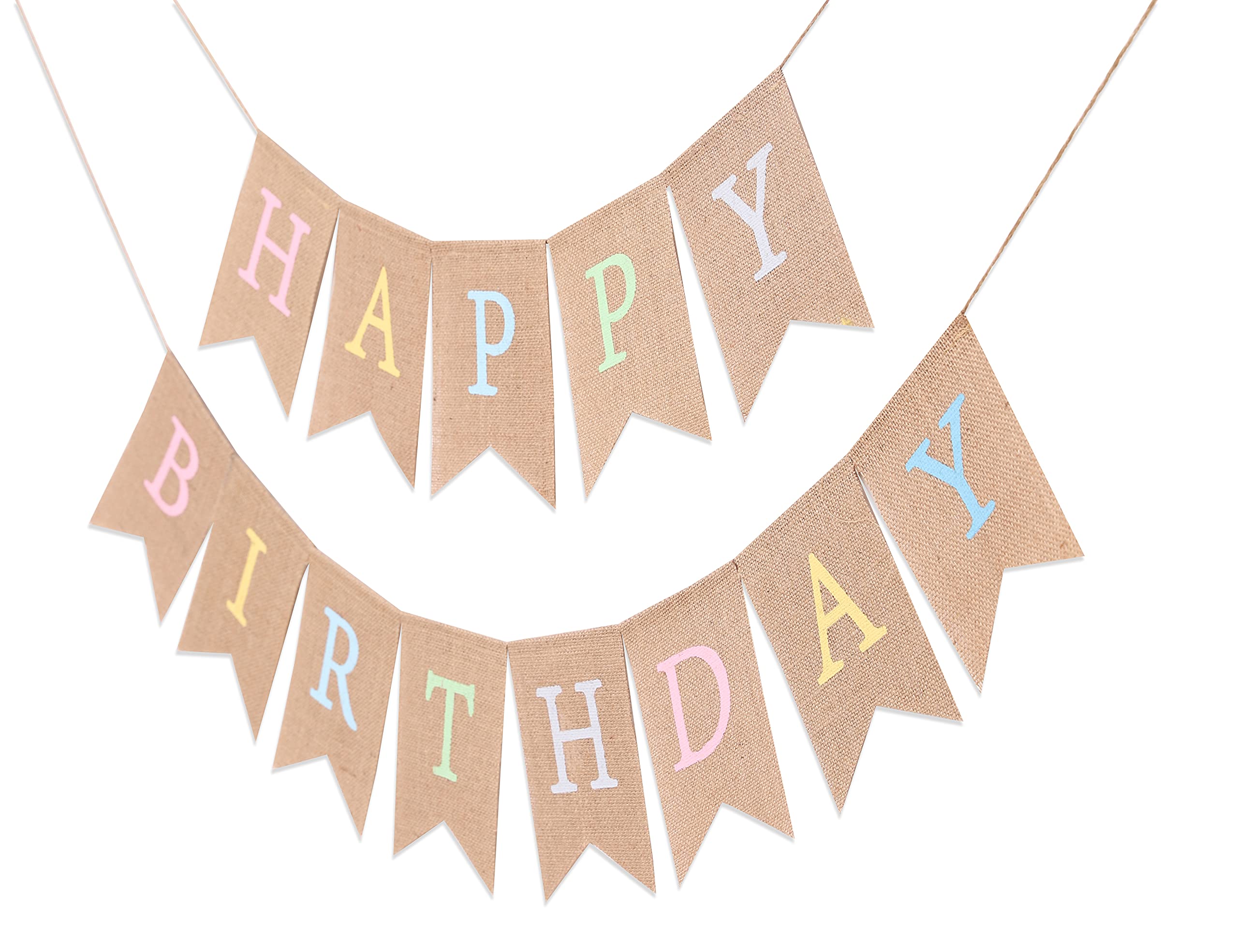 Pastel Rainbow Burlap Birthday Banner - Custom 1st Birthday Party Decorations, Photo Backdrop for Baby Shower, Gender Reveal & Milestone Celebrations