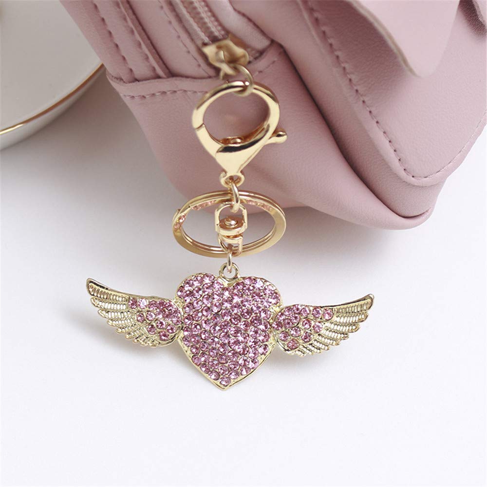 Sparkling Rhinestone Heart Keychain with Angel Wings - Elegant Crystal Car Key Holder for Women & Girls - Perfect Gift for Valentine's Day, Birthday, and Everyday Carry
