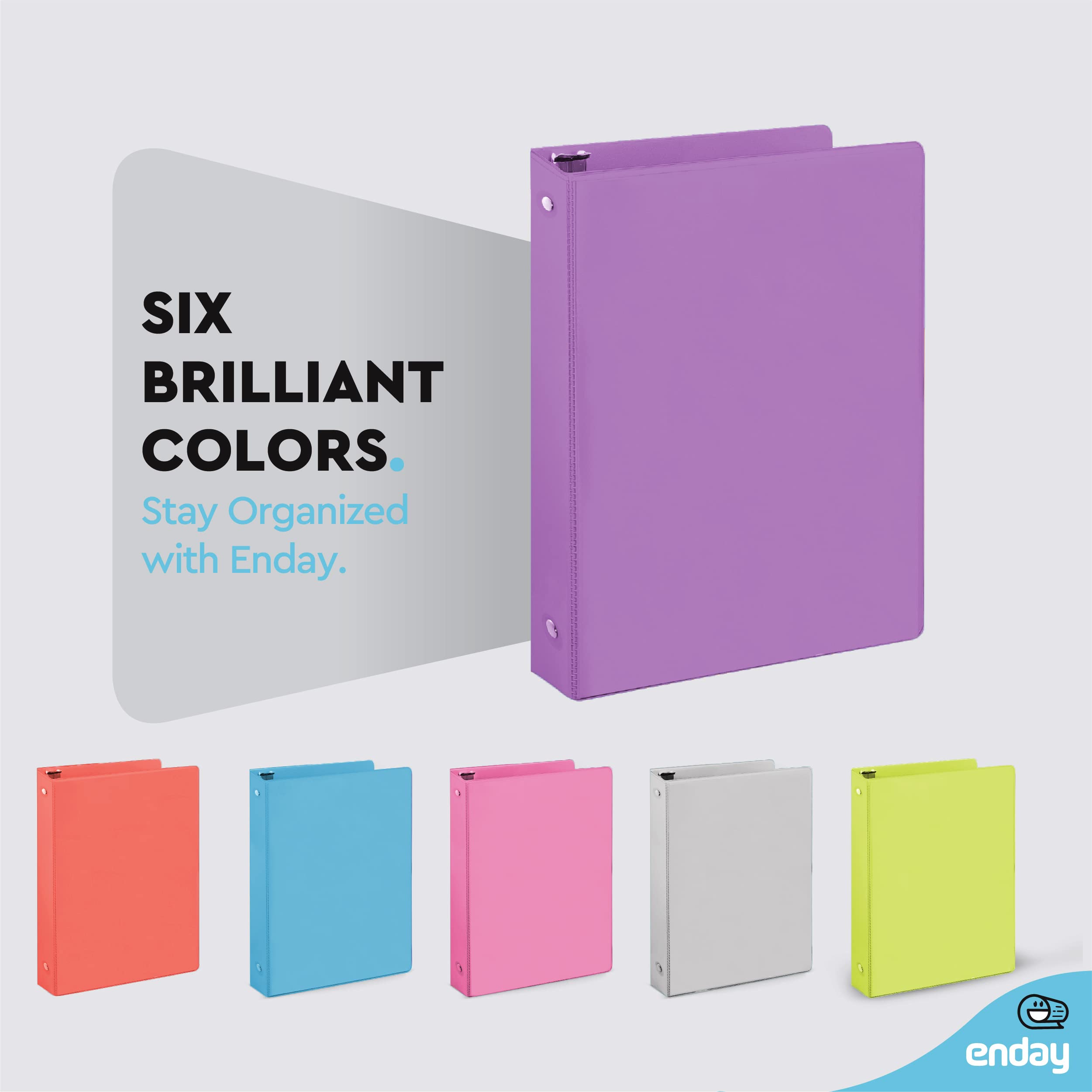 ½ Inch 3-Ring Binder - Purple Clear View Cover with Pockets (2-Pack) for School & Office