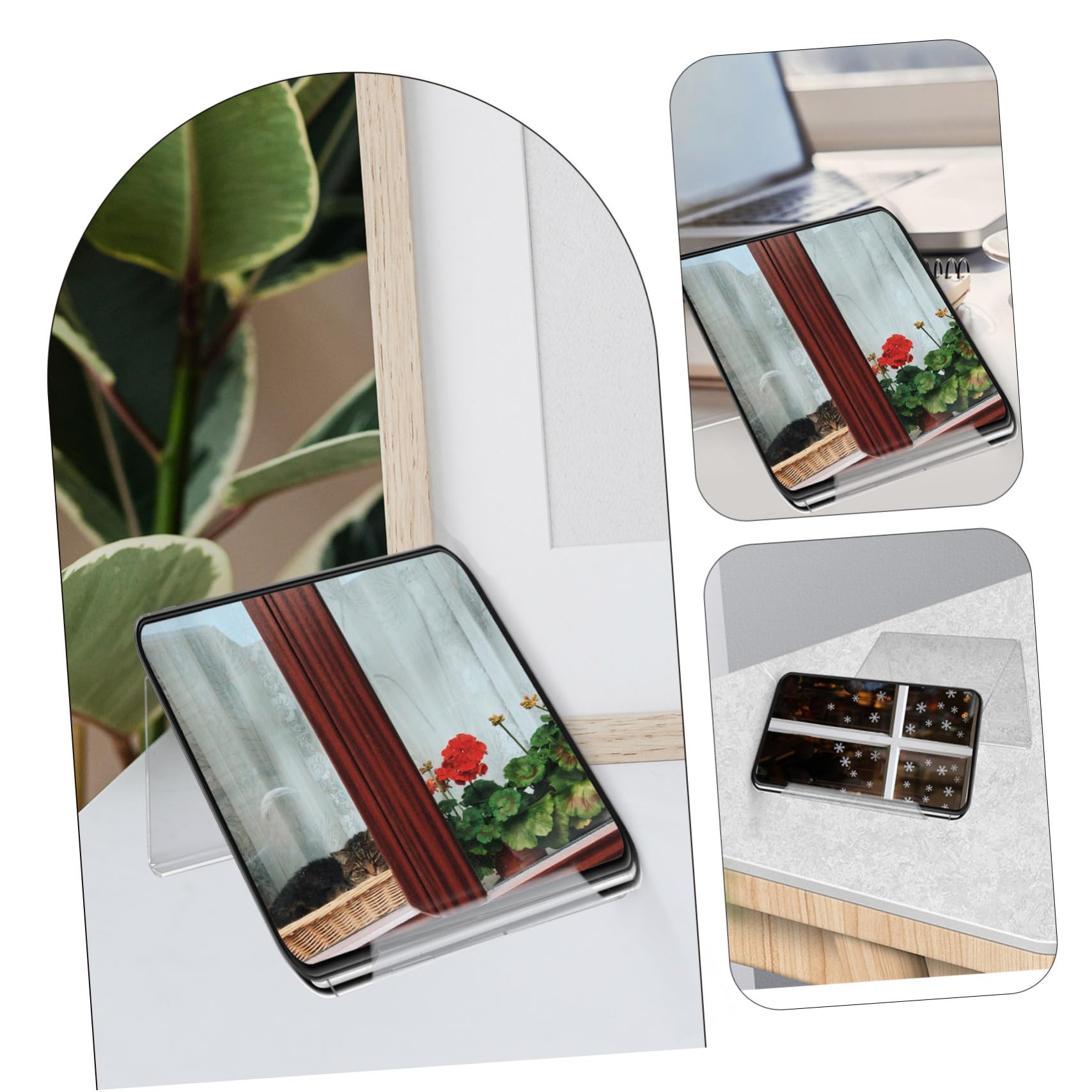 Clear Acrylic Phone Stand for Desk - Universal Cell Phone Holder for iPhone, Samsung & More - Stylish Office Desk Accessory for Women & Men - Perfect for Work, Home & Video Calls