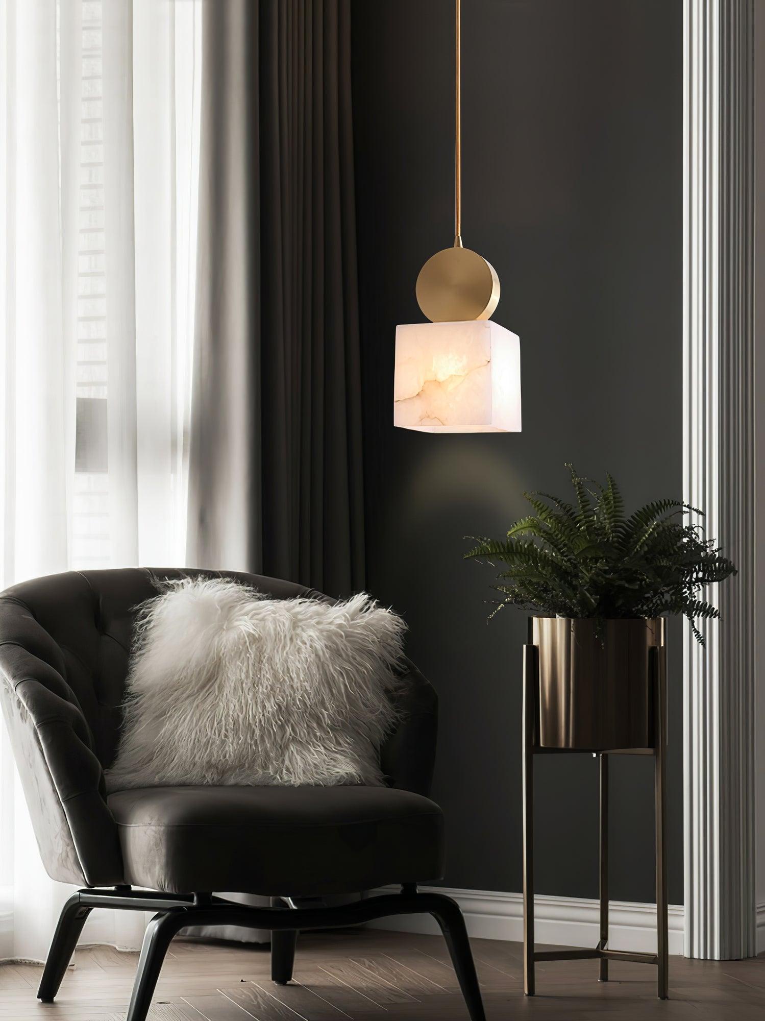 Etruscan Alabaster Pendant Light - Handcrafted Vintage Ceiling Fixture for Dining Room, Kitchen Island & Bedroom Lighting