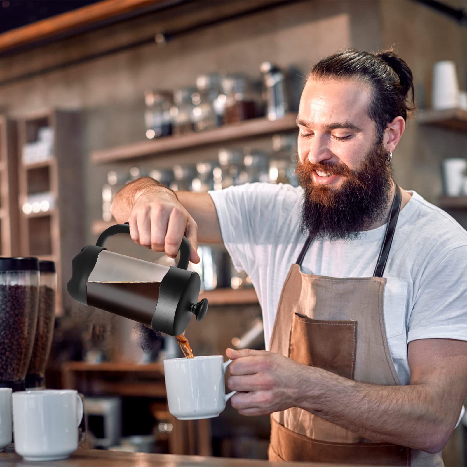 LEEGOHI 1000ml French Press Coffee Maker, 4-Stage Filtration System, 304 Stainless Steel, Perfect for Brewing Coffee & Loose Leaf Tea – Ideal for Home, Office, and Camping Use