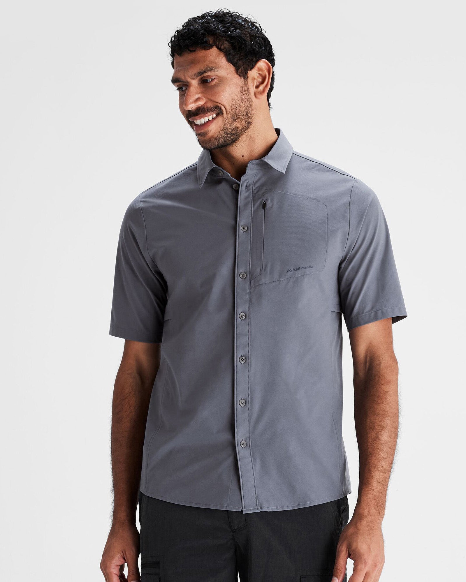 Men's Sun Breaker Short Sleeve Shirt - Light Navy Blue UPF 50+ Sun Protection, Quick-Dry & Breathable for Outdoor Activities, Hiking, Fishing & Summer Travel