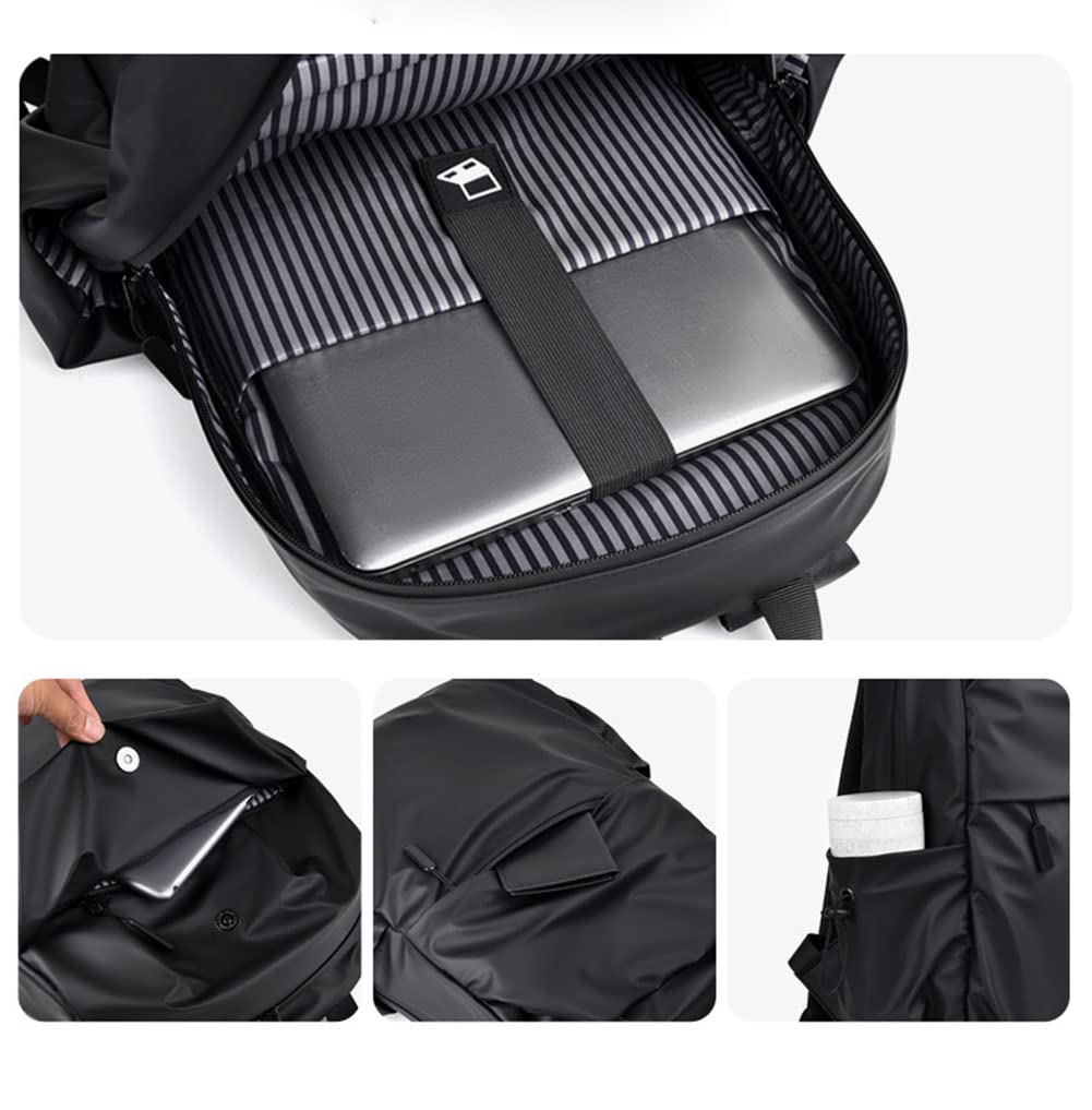Waterproof Laptop Backpack for Men - Durable & Stylish 15.6 Inch Computer Backpack with USB Charging Port - Perfect for Work, Travel & College (Black)