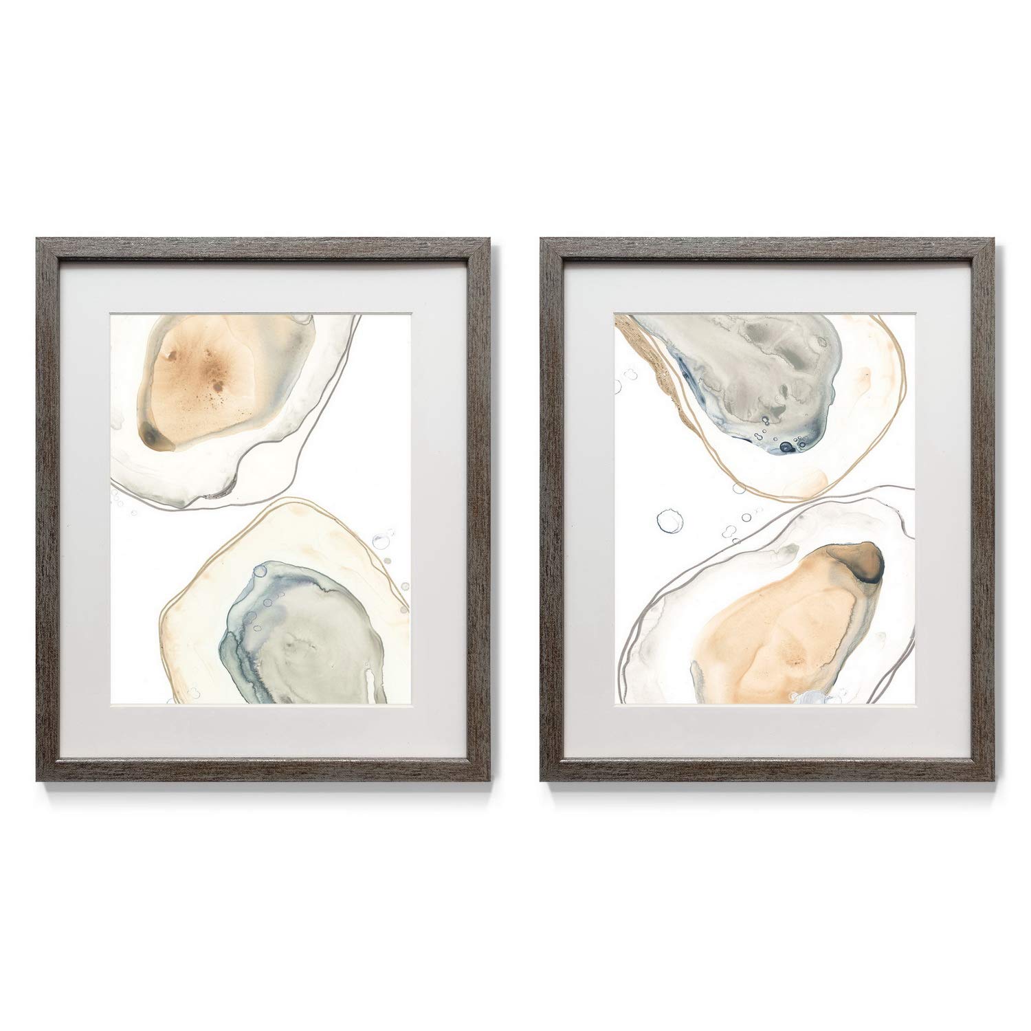 Distressed Silver 2-Piece Framed Wall Art Set - Nautical Theme with Coral, Sailboat, Oyster & Ship Designs (16x20 Inches, Ready to Hang) - Perfect for Beach House Decor, Coastal Living Room or Nautical Bedroom Wall Art