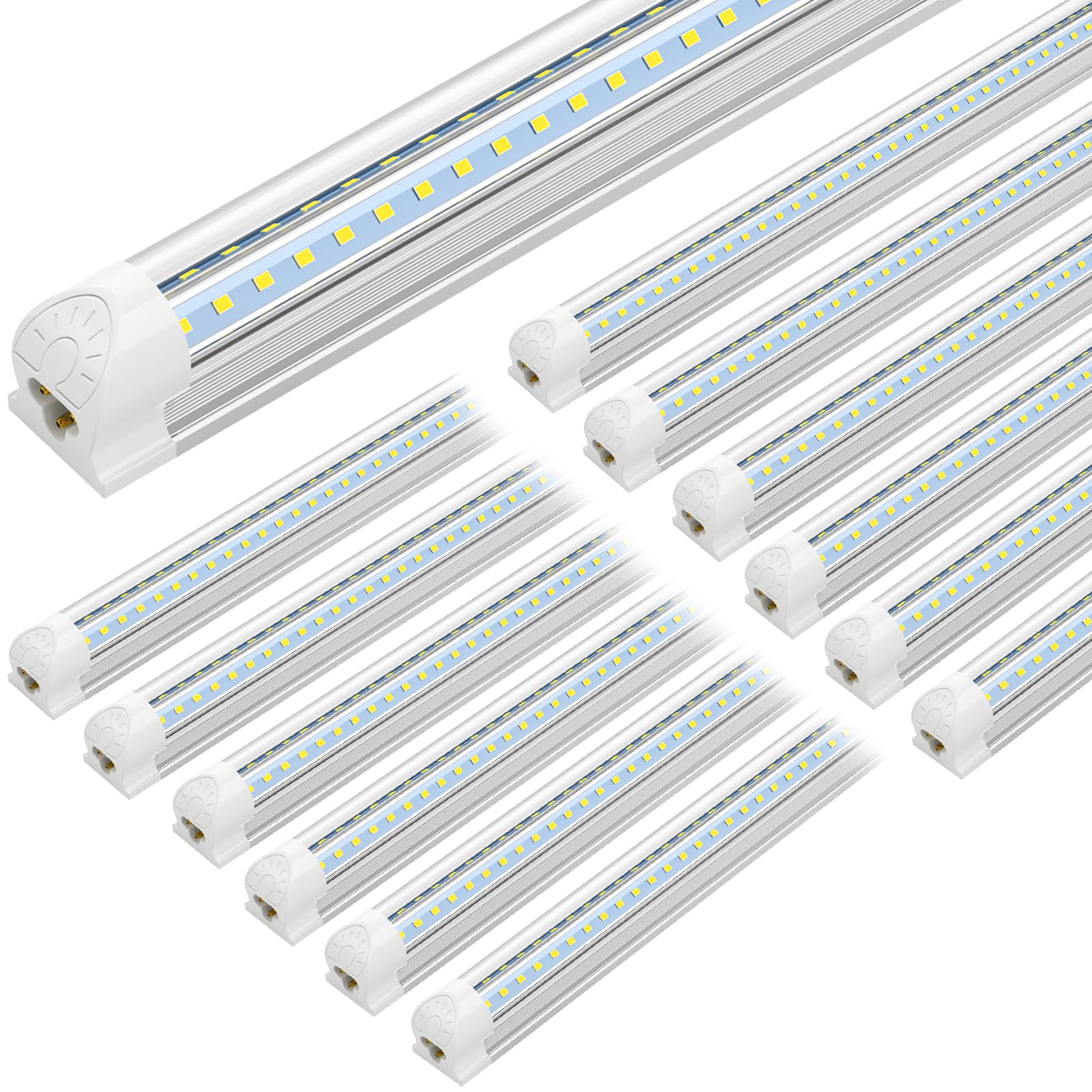 SHOPLED 4FT LED Shop Light - 40W 5500LM 6000K Cool White Linkable T8 LED Ceiling Fixture - V Shape LED Tube Light for Garage, Warehouse & Workshop - Plug and Play Energy Saving Lights (12 Pack)