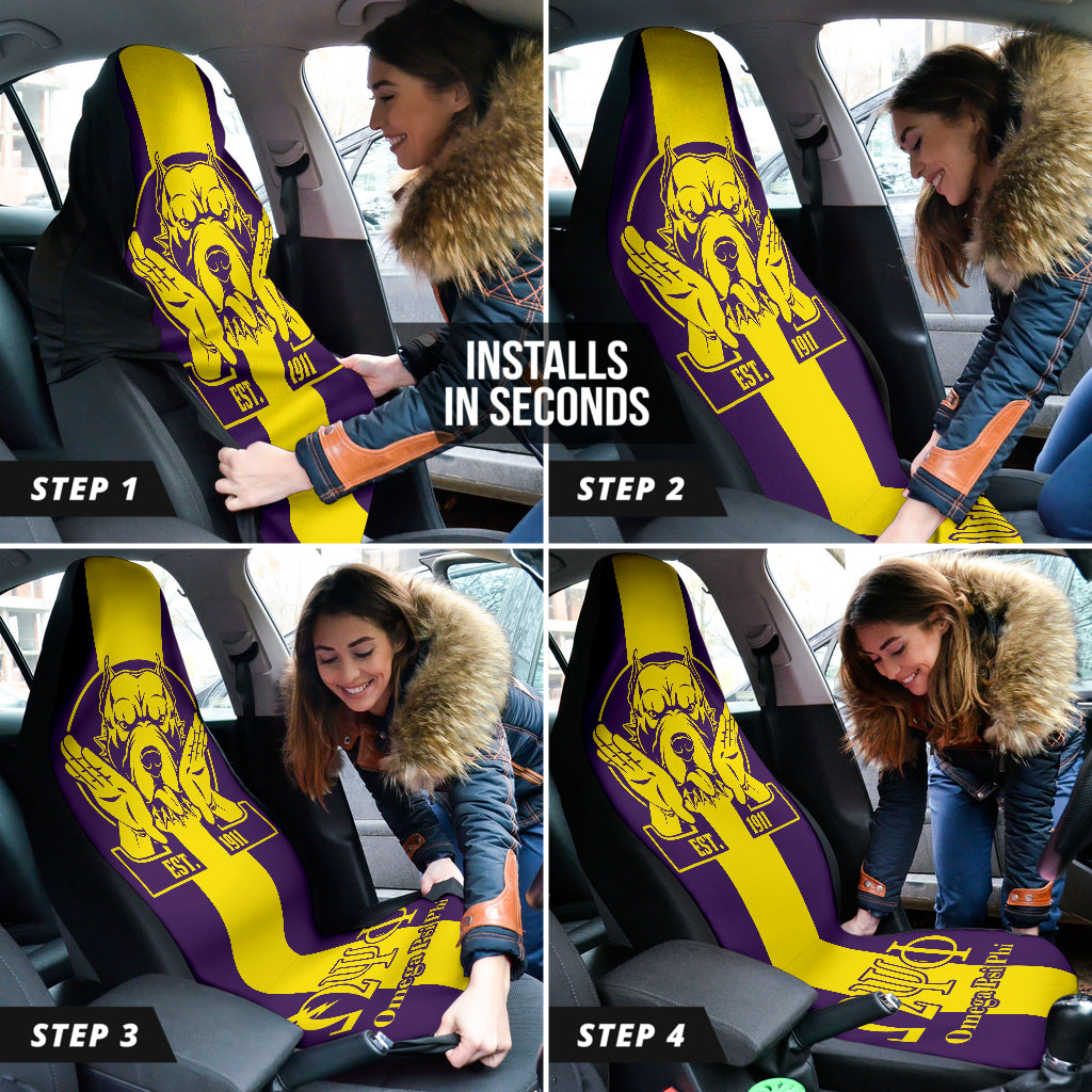 African Omega Psi Phi Fraternity Car Seat Covers - Bulldog Design 212401 - Durable & Stylish Seat Protectors for Cars, Trucks & SUVs - Perfect for Fraternity Members & Greek Life Enthusiasts