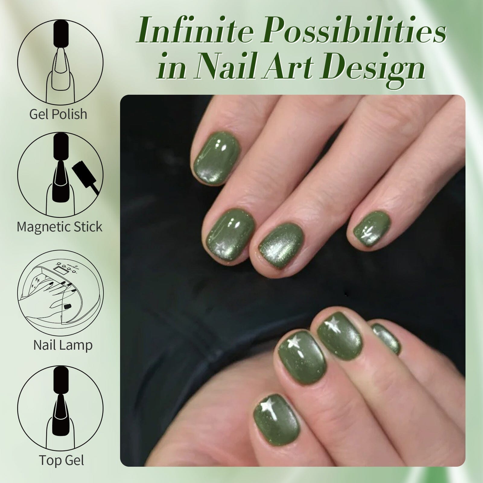 Green Cat Magnetic Gel Polish MY41 Dark Emerald 10ml - Professional Nail Art Gel for Salon & Home Manicure - Perfect for Holidays, Parties & Special Occasions