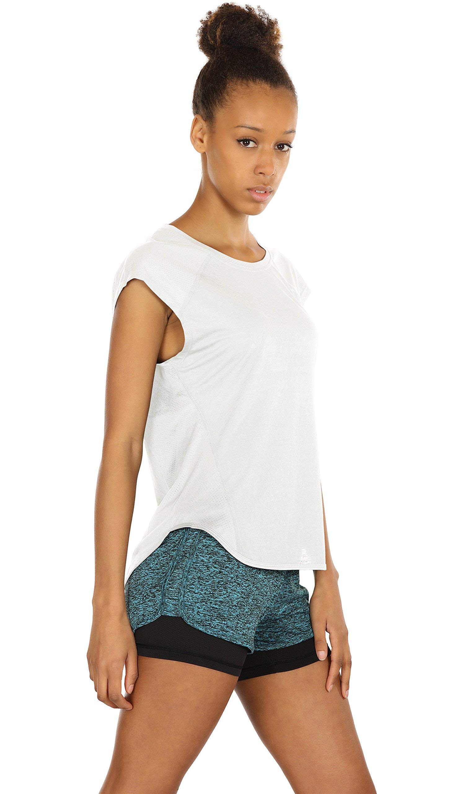ICY ZONE Women's Workout T-Shirt - Breathable Fitness Top for Gym, Yoga, Running & Exercise | Cap Sleeve Activewear for Women | Perfect for Workouts, Training & Casual Wear