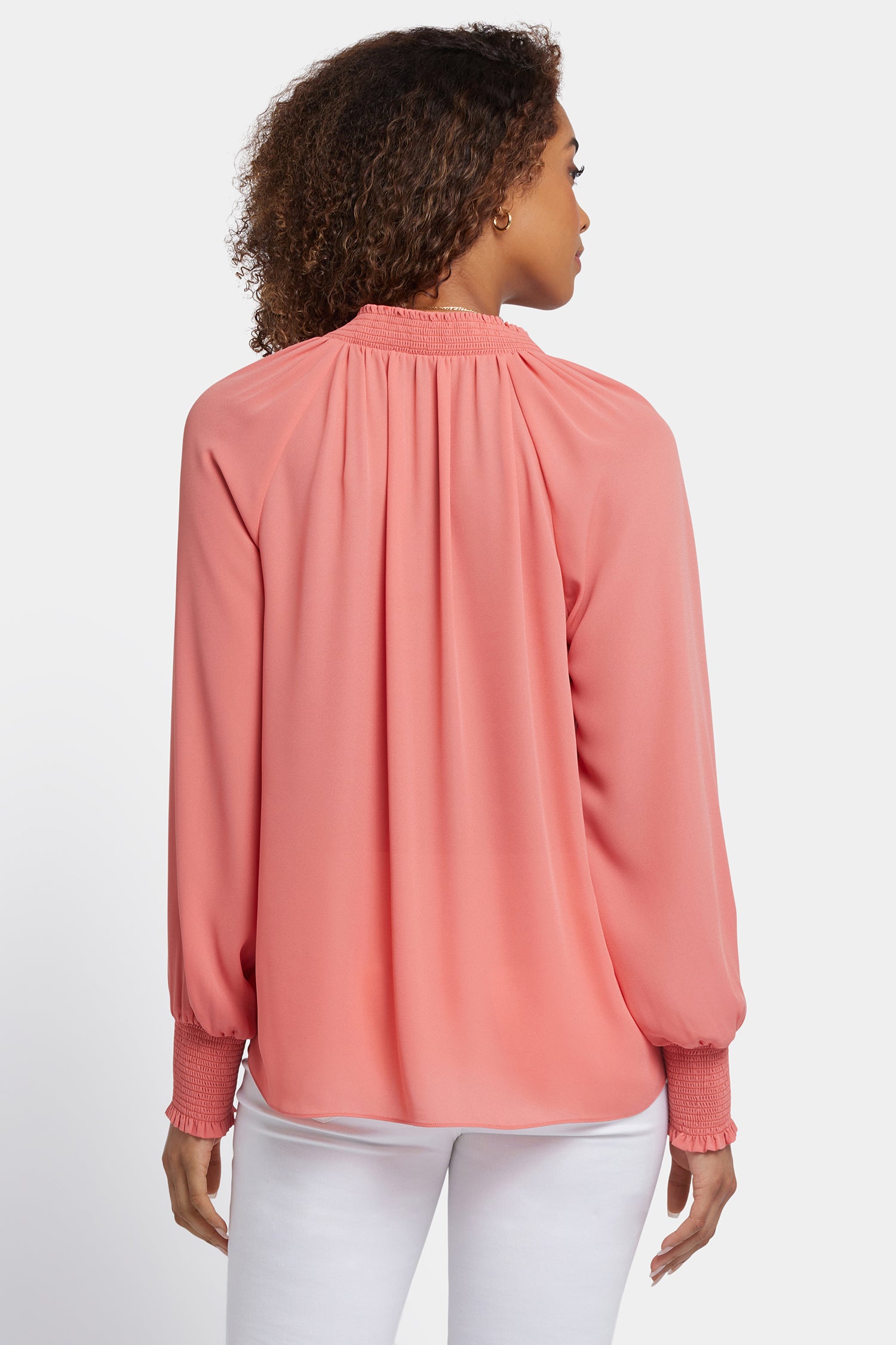 Gemma Blouse in Coral Haze - Women's Elegant Floral Print Tops for Casual Wear & Office Outfits