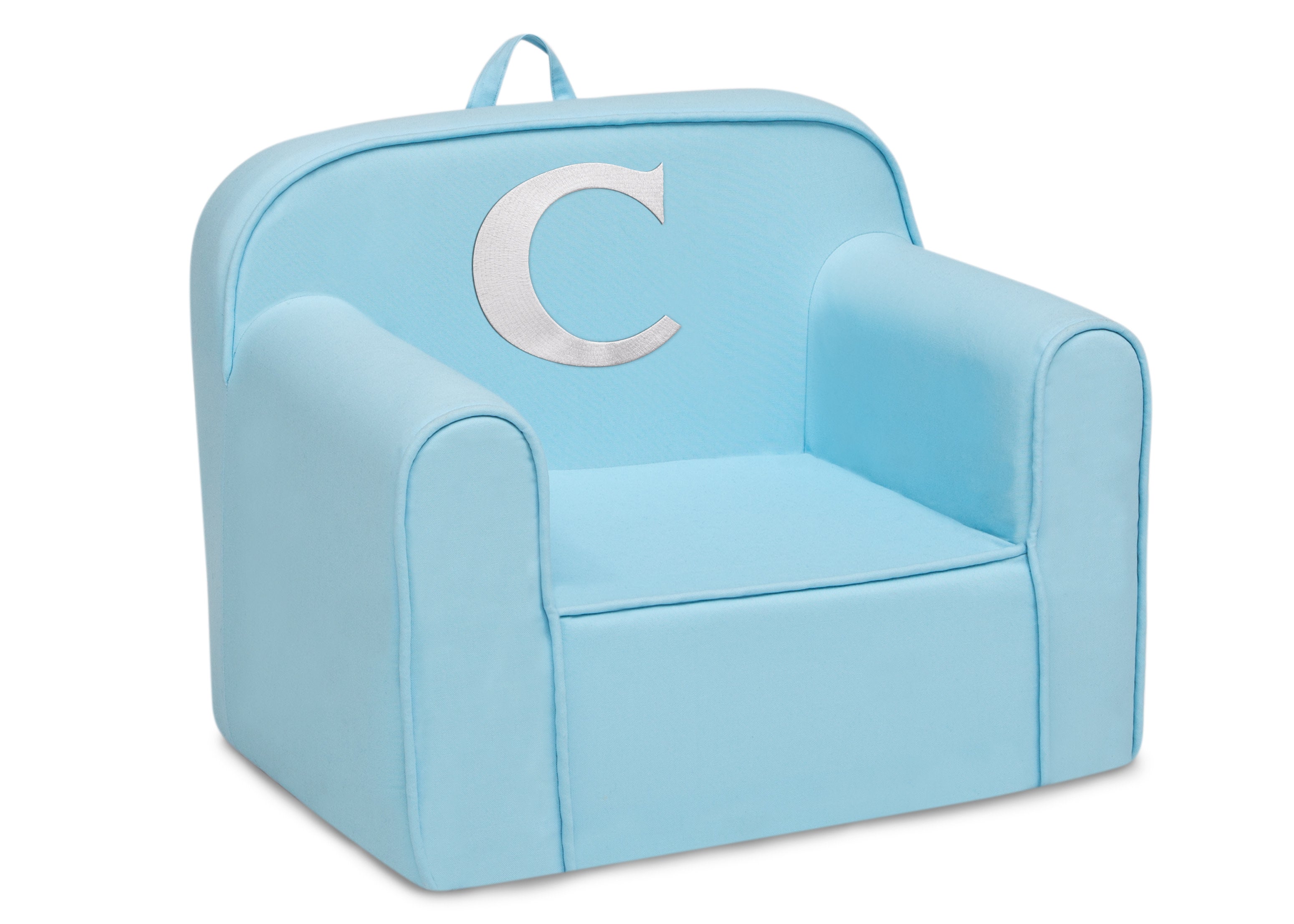 Personalized Monogram Light Blue Cozee Chair - Custom Plush Recliner for Living Room, Nursery & Office - Cozy Reading & Relaxation Seat