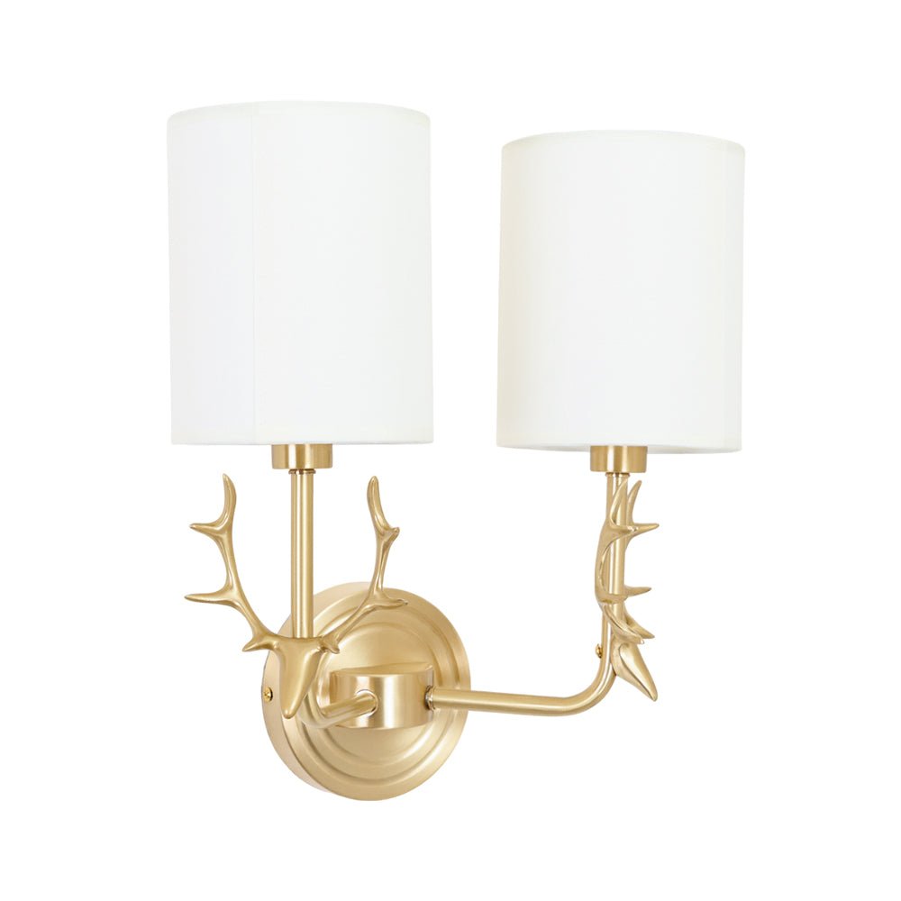 Vintage Brass Deer Head Wall Sconce - Antique Style Lighting Fixture for Living Room, Bedroom, or Cabin Decor