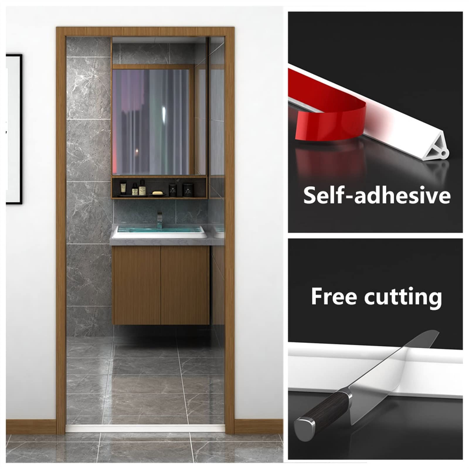 White 260cm Shower Threshold Water Dam - Splash Guard & Door Bottom Seal Strip for Bathroom & Kitchen | Prevent Water Leakage for Shower, Bathtub & Sink Areas | Perfect for Home, Apartment & Hotel Use
