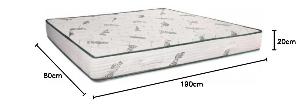 EVERGREENWEB - 20cm High Aloe Vera Foam Mattress 160x195cm, Free Pillows Included | Breathable Eco-Friendly Fabric, Hypoallergenic, Fits All Bed Frames - Perfect for Guest Rooms, Dormitories & Home Comfort