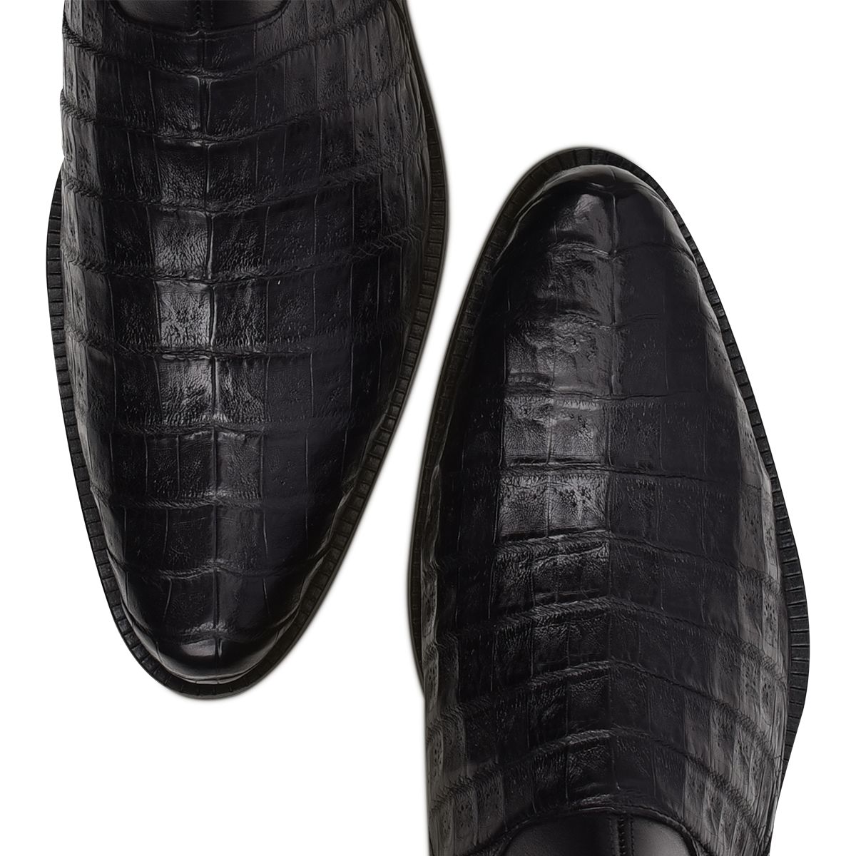 Franco Cuadra Men's Black Casual Caiman Leather Ankle Boots 827FWTS - Stylish & Comfortable for Everyday Wear, Office & Outdoor Activities