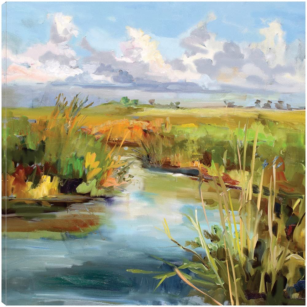 Afternoon Skies Fine Art Canvas Wall Decor by Carol Hallock - 22x22 Inch Ready to Hang Painting for Living Room, Bedroom, Office & More - Perfect for Home, Office & Commercial Spaces