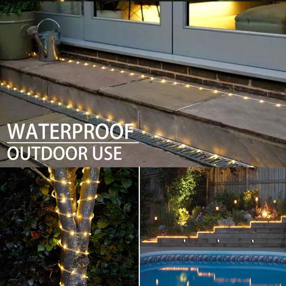 Solhice 75ft Waterproof Outdoor LED Rope Lights with Remote & Timer - 280 Warm White LEDs for Christmas, Deck, Patio, Garden & Indoor Decor (Not Connectable) | Perfect for Holiday Lighting, Party Decorations & Home Ambiance