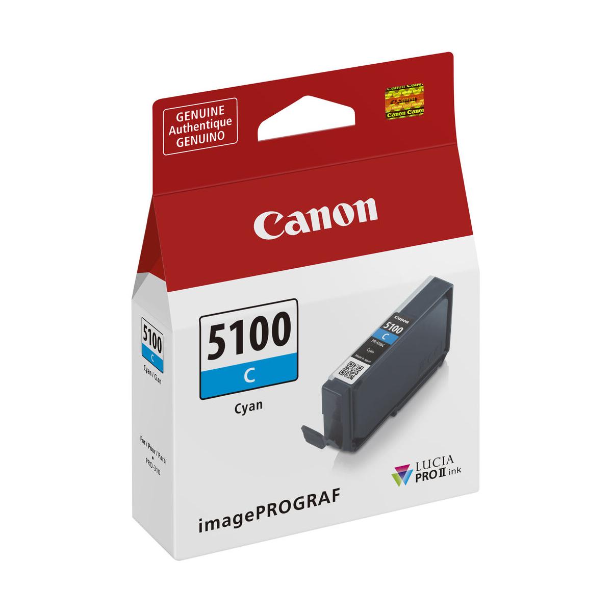 Canon PFI 5100 LUCIA PRO II Cyan Ink Cartridge for PRO-310 Printer - High-Quality Photo Printing for Professional Photographers & Artists