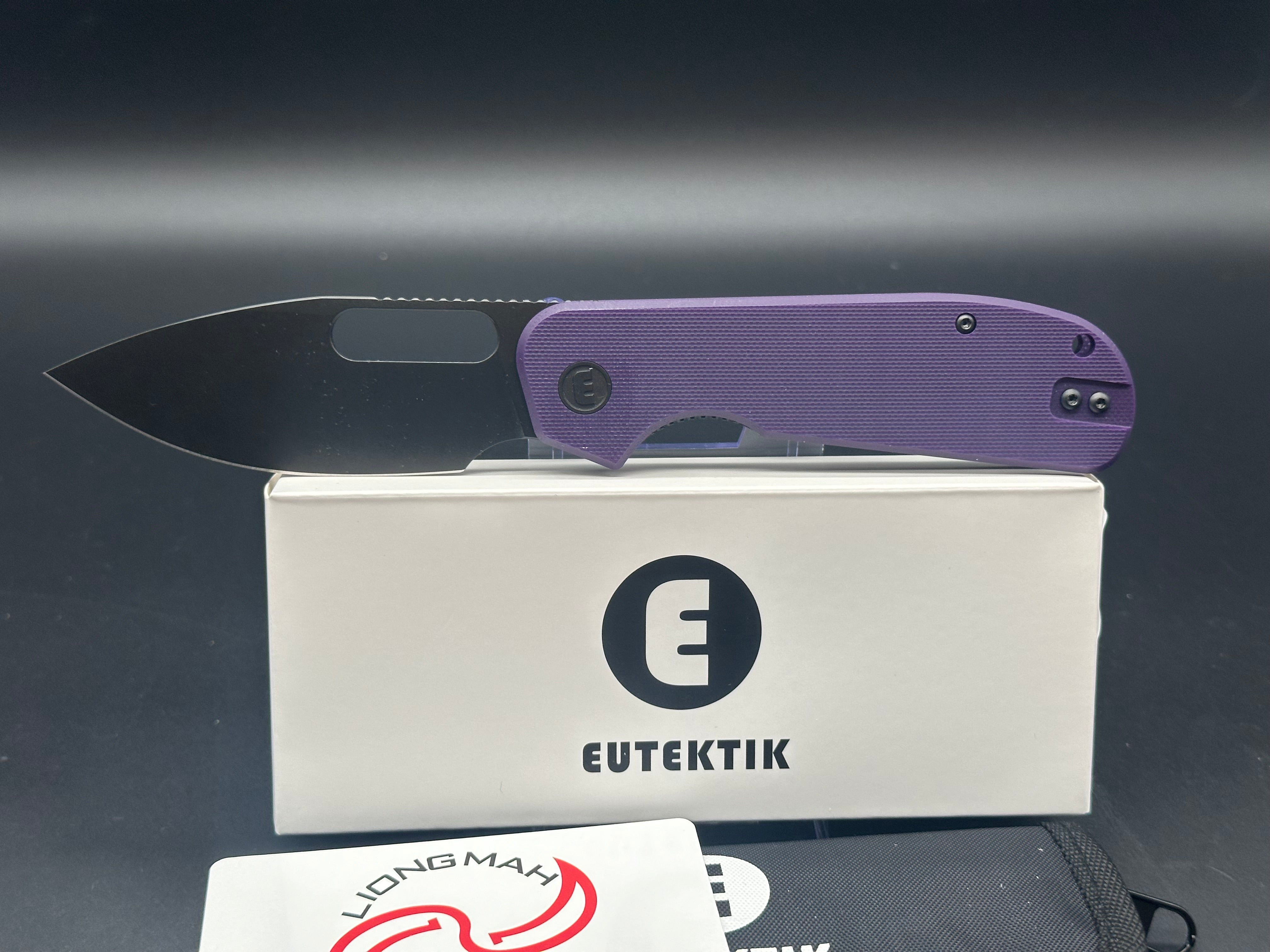 Eutektik EFD Purple BlackWashed Folding Knife with LTK Koozie, Patch & Sticker - Perfect for Camping, Hiking & Outdoor Adventures