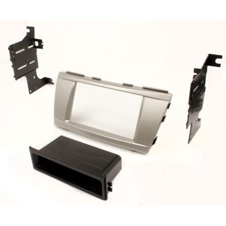 Universal Single or Double DIN Car Stereo Dash Kit - Silver Metallic Faceplate for Aftermarket Radio Installation | Perfect for Toyota, Honda, Ford & More | Upgrade Your Car Audio System