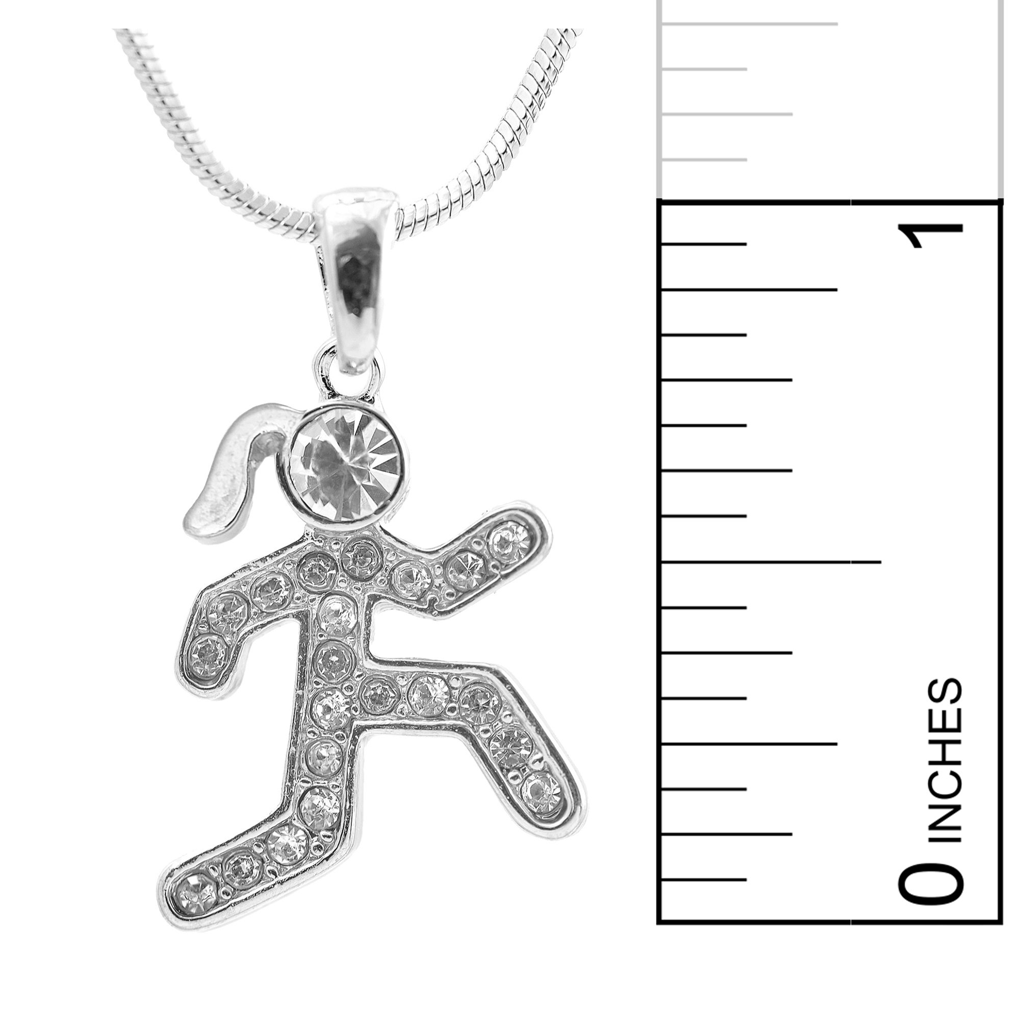 Sterling Silver Plated Crystal Couple Running Pendant Necklace - Perfect Gift for Runners, Athletes & Couples - Ideal for Valentine's Day, Anniversaries & Sports Events