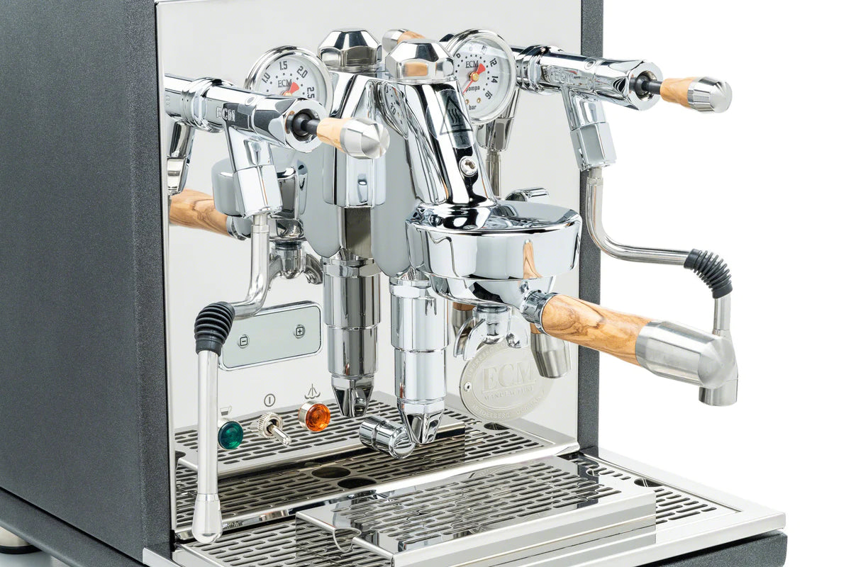 ECM Synchronika Olive Wood & Anthracite Espresso Machine - Professional Barista-Grade Coffee Maker for Home & Cafe Use