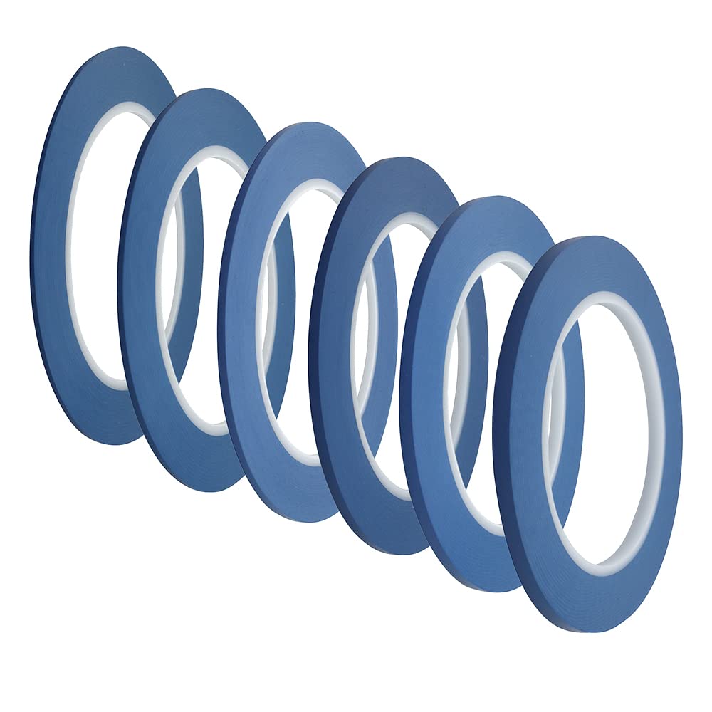 High-Temperature Vinyl Fine Line Masking Tape - 1.5mm to 6mm Width for Automotive Paint & Curves (6 Rolls) - Perfect for Car Detailing, DIY Projects & Precision Painting