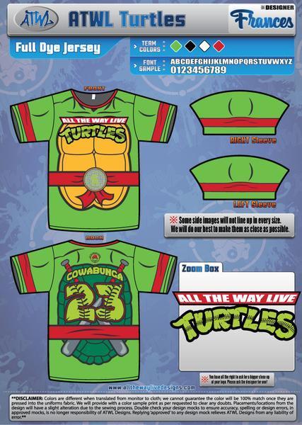 Cowabunga Teenage Mutant Ninja Turtles Youth Full Dye Baseball Jersey - Cool TMNT Sports Apparel for Kids & Teens - Perfect for Baseball Games, Cosplay & Fan Events