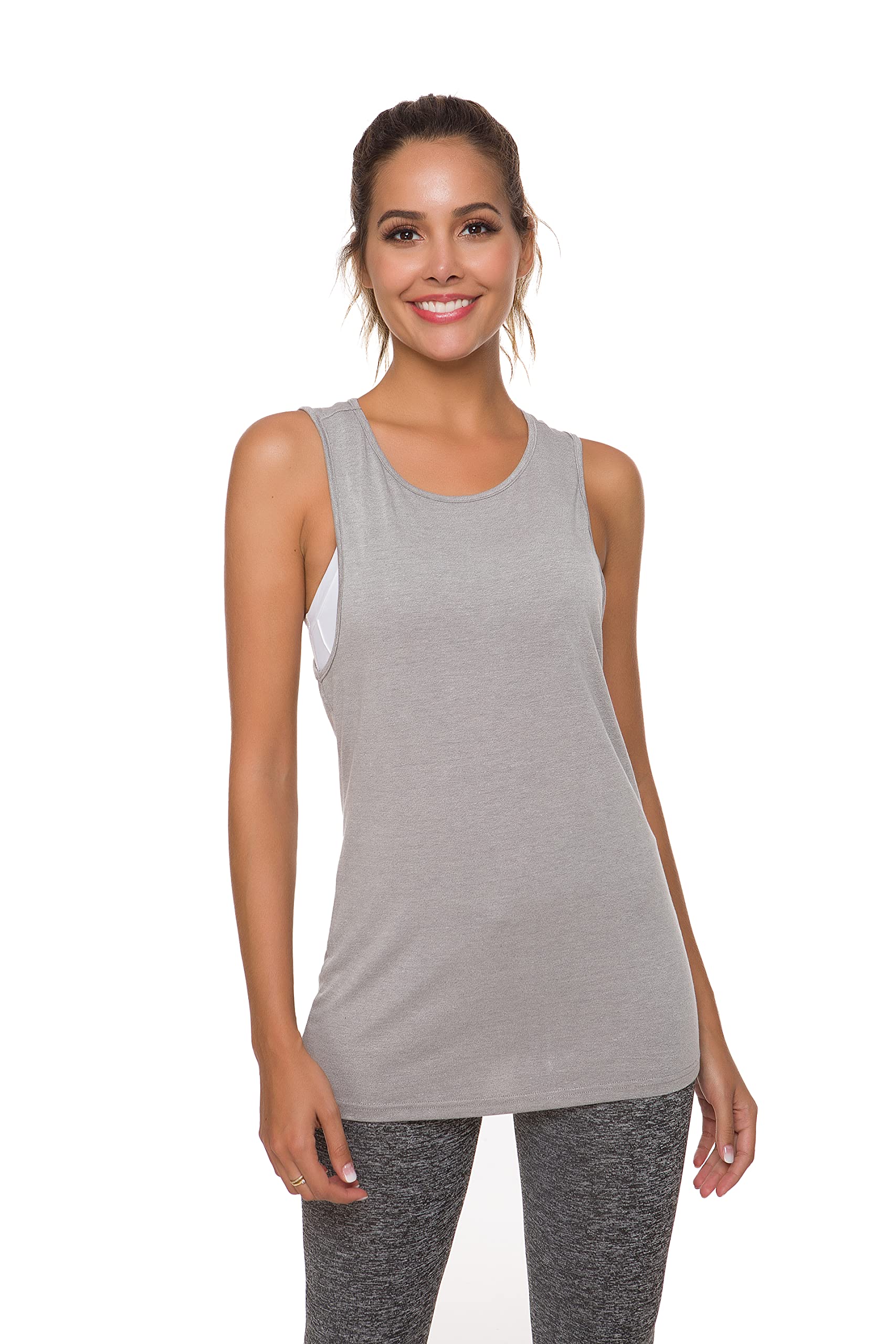 Laughido Women's Open Back Workout Tops - Breathable Athletic Yoga Vests, Backless Sleeveless Tank Tops for Gym, Running & Yoga | Lightweight Moisture-Wicking Activewear for Women