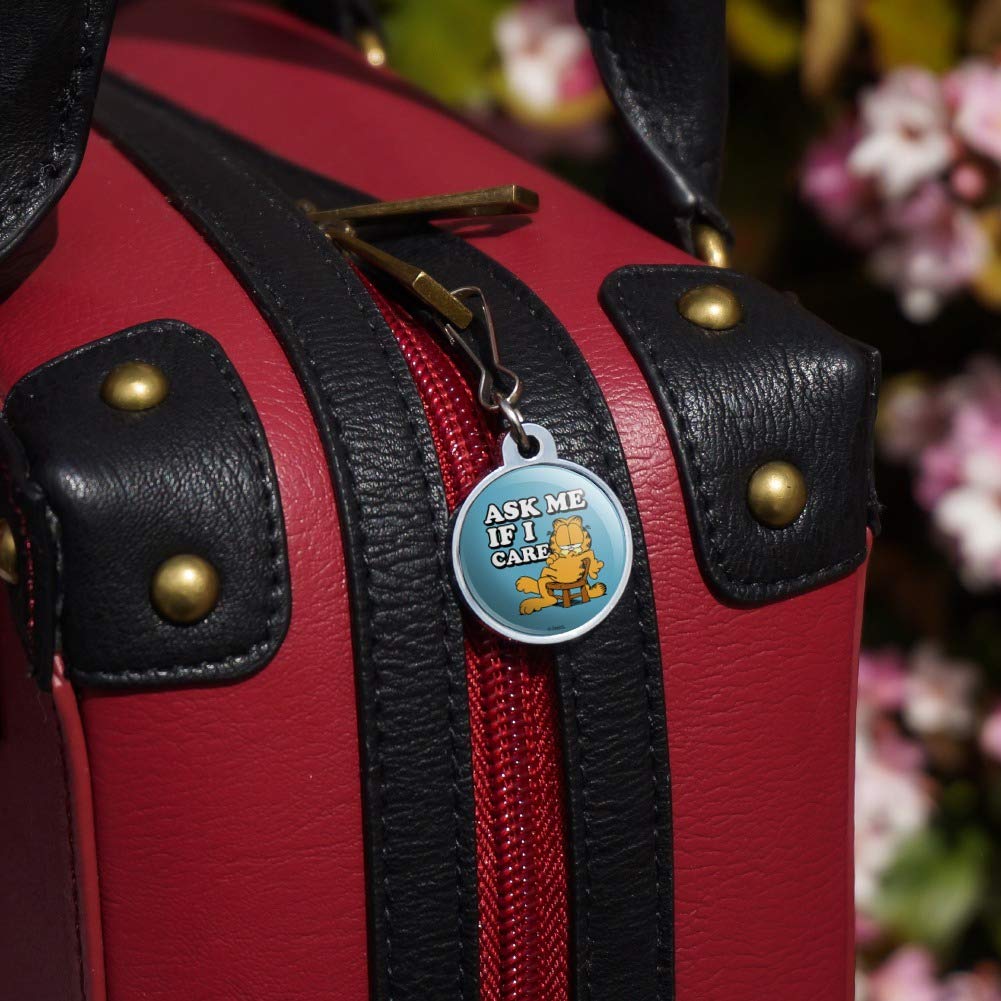 Garfield 'Ask Me If I Care' Zipper Pull Charm - Cute Cartoon Character Accessory for Jackets, Handbags, Purses & Backpacks | Fun Fashion Statement for Garfield Fans & Cat Lovers