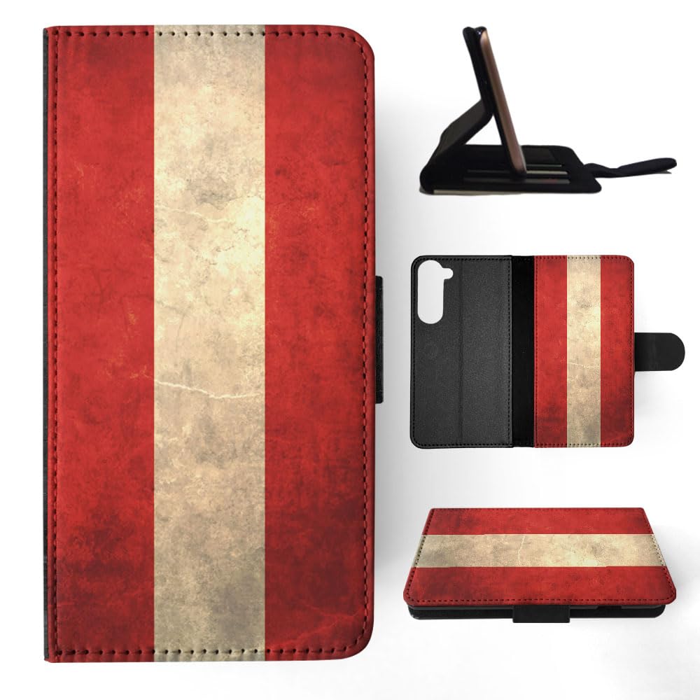Austria Flag Samsung Galaxy S23+ Plus Phone Case - Stylish 10 FLIP Wallet Cover with Card Slots | Perfect for Travel, Work & Everyday Use