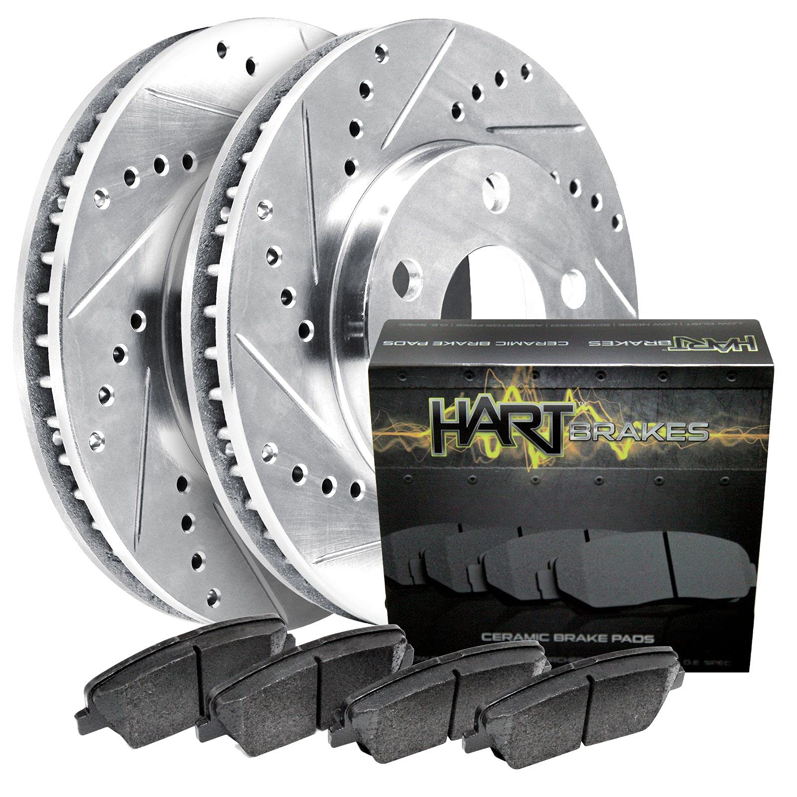 Hart Ceramic Brake Pads & Rotors Kit for 2002-2004 Honda CR-V - Rear Brake System Replacement with Quiet Performance & Longevity - Perfect for City Driving, Highway Commuting & Off-Road Adventures