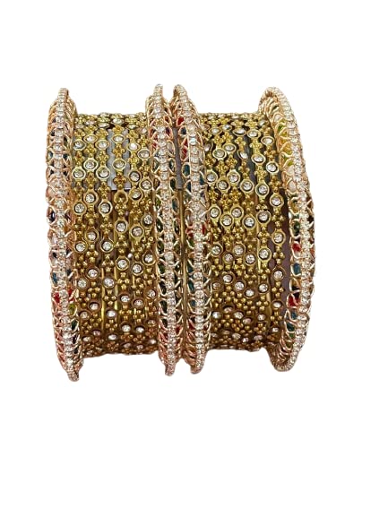 Boho Vintage Antique Oxidized Crystal Bracelet Set - Tribal Indian Gypsy Style Jewelry for Women - Perfect for Festival, Wedding & Boho Fashion Accessories