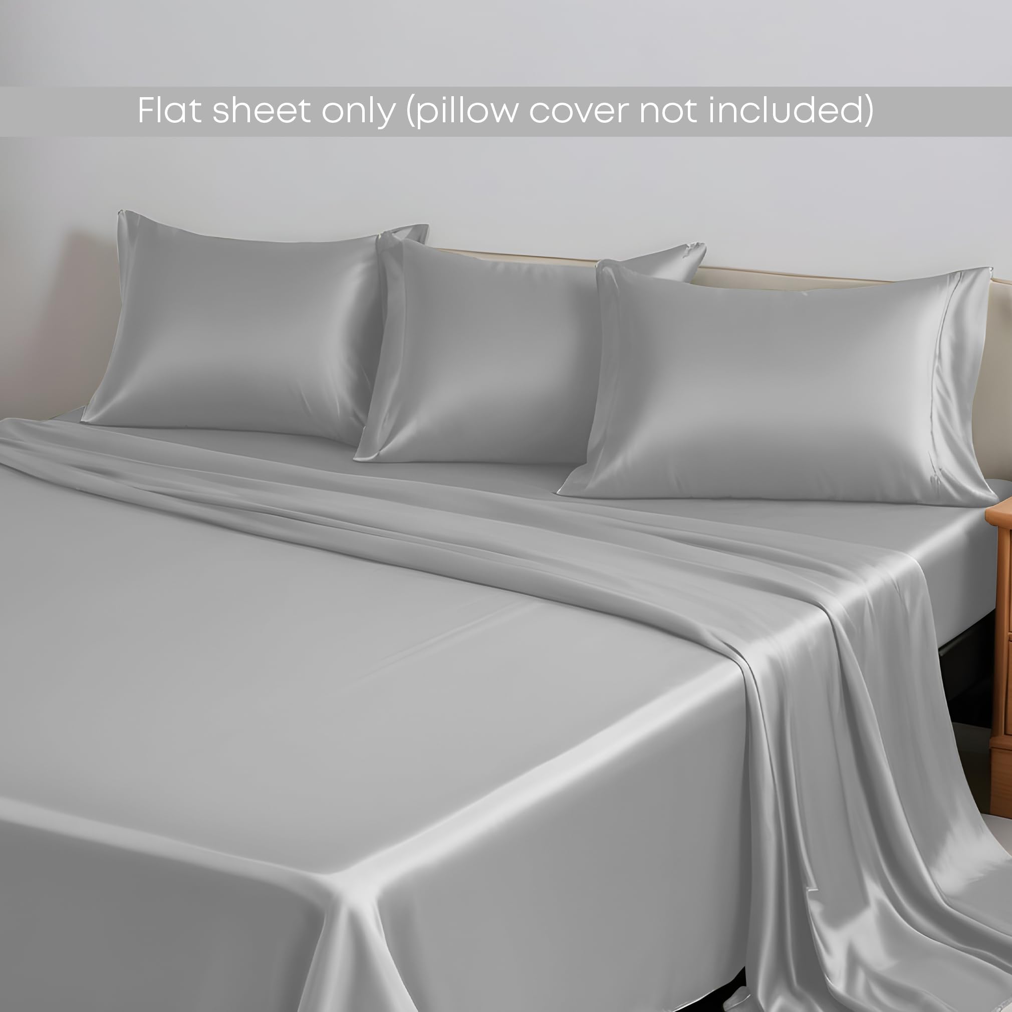Premium Bamboo Rayon Twin Flat Sheet - Ultra Soft, Breathable & Cooling Bed Sheet for Hot Sleepers - Silver (Twin Size) - Perfect for Summer Nights & Guest Bedrooms
