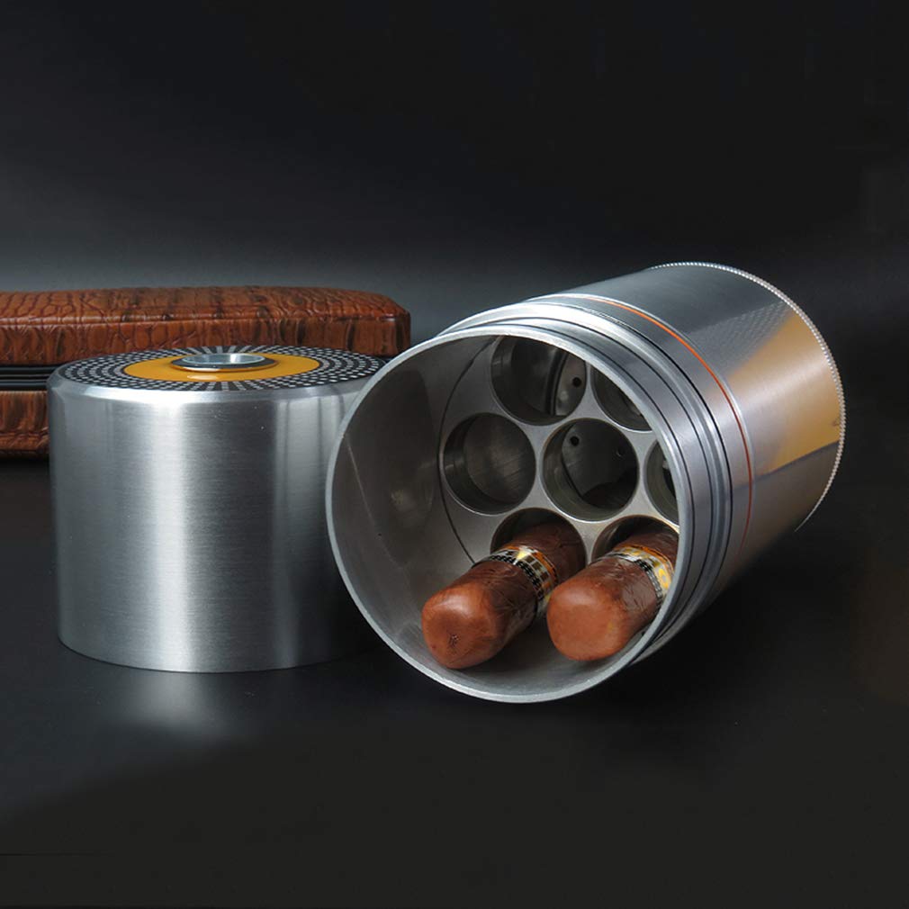 Premium Travel Cigar Case with Built-in Hygrometer & Humidifier – Portable Cigar Tube for 7 Cigars | Leakproof & Durable | Perfect Gift for Men, Dad, Husband | Ideal for Travel, Camping, Golf & Outdoor Activities