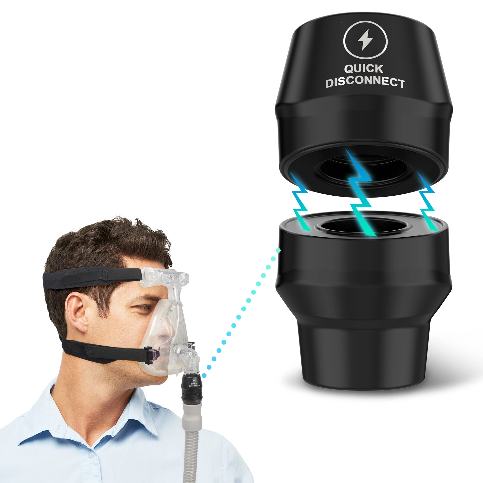 22mm Quick-Disconnect Hose Adapter w/Docking Plates - for CPAP Masks & Heated Hoses - Easy Release & Comfort Use