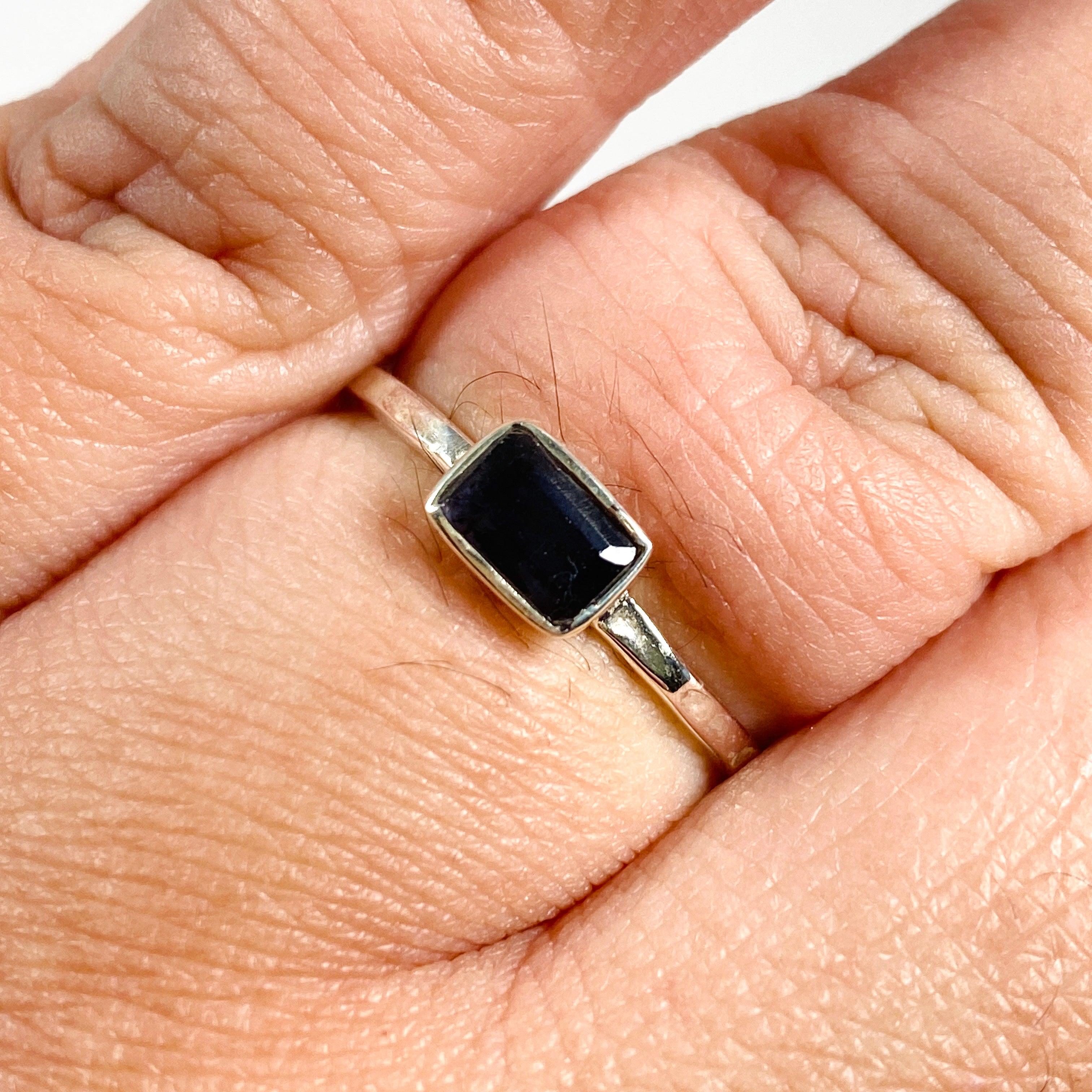 Iolite Rectangular Faceted Fine Band Ring R3793 IOL - Elegant Gemstone Jewelry for Women, Perfect for Weddings, Anniversaries & Special Occasions