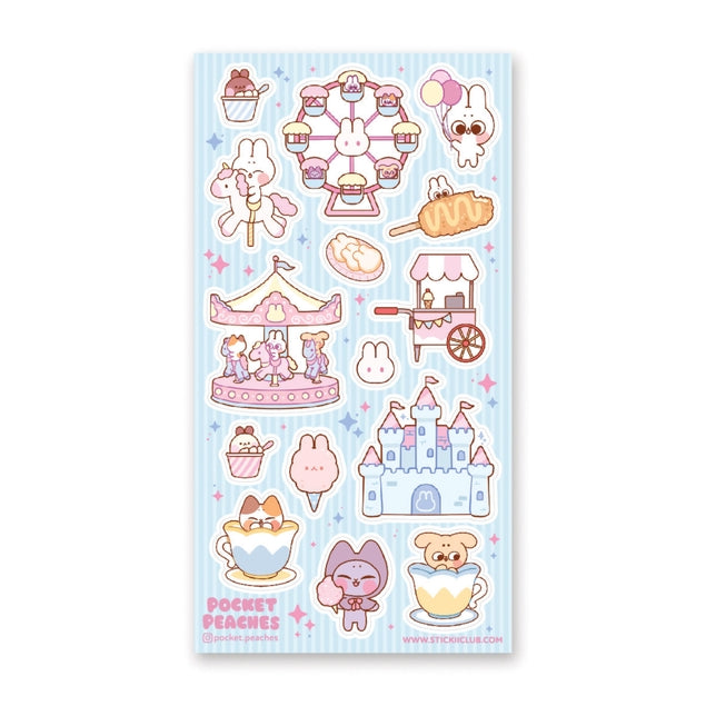 Carnival Cuties Sticker Sheet - Fun Decorative Stickers for Scrapbooking, Journals, Planners & DIY Crafts