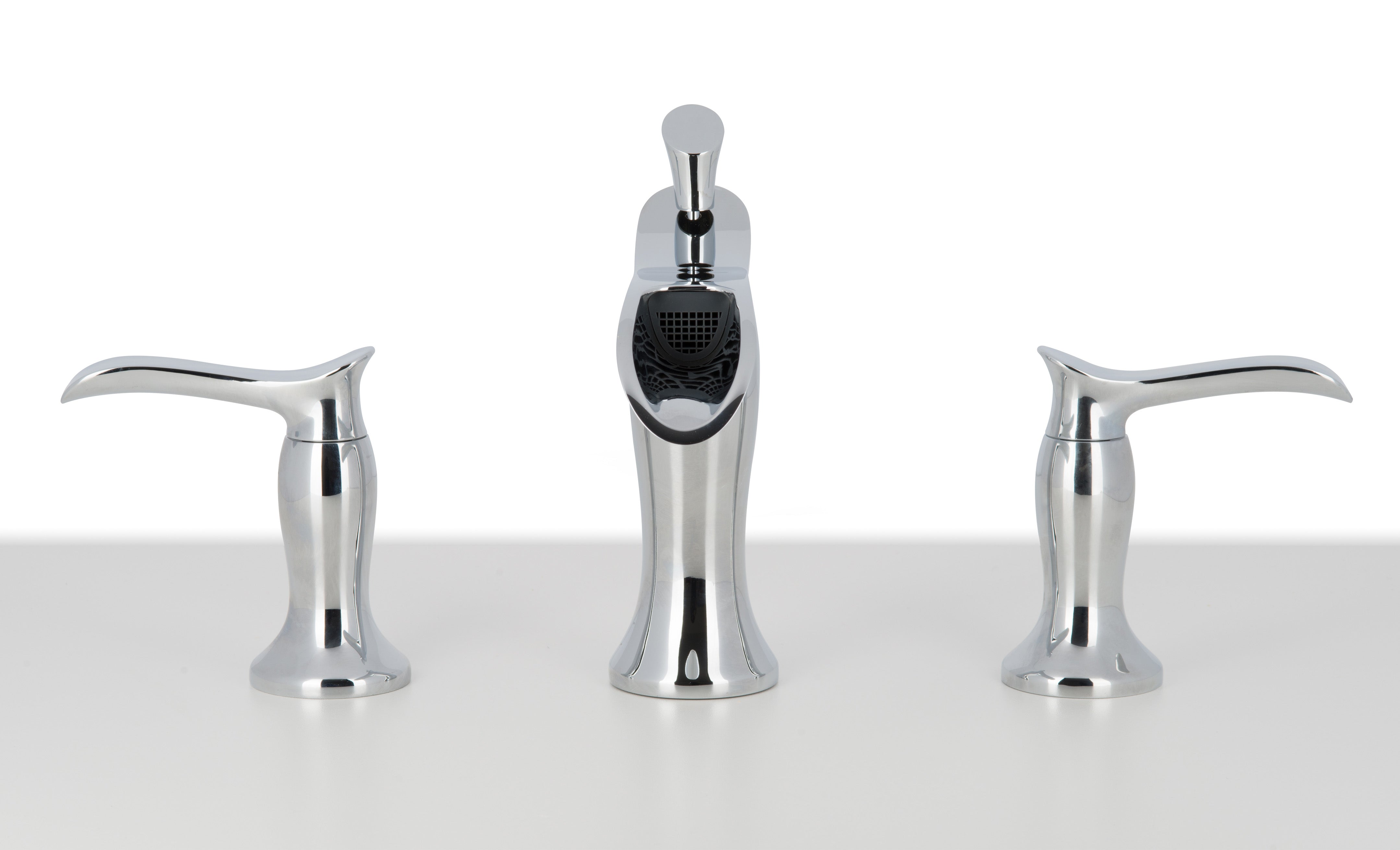 Eleganzia Series Widespread Chrome Bathroom Faucet - Modern Waterfall Spout Design for Vanity Sinks - Perfect for Master Bathroom Renovation & Guest Bathroom Upgrade