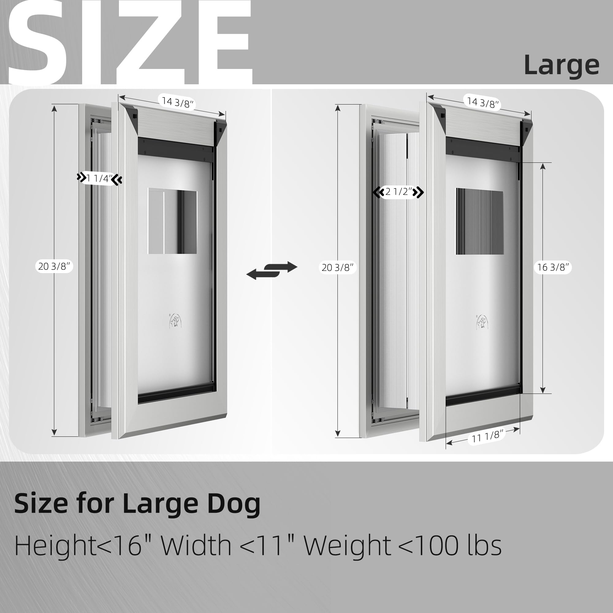 MAVRICFLEX Heavy Duty Dog Door - Energy Efficient Aluminum Frame with Double Sliding Lock Panel & Magnetic Double Flaps for Large Dogs Up to 100lbs - Perfect for Patio, Garage, or Indoor/Outdoor Pet Access