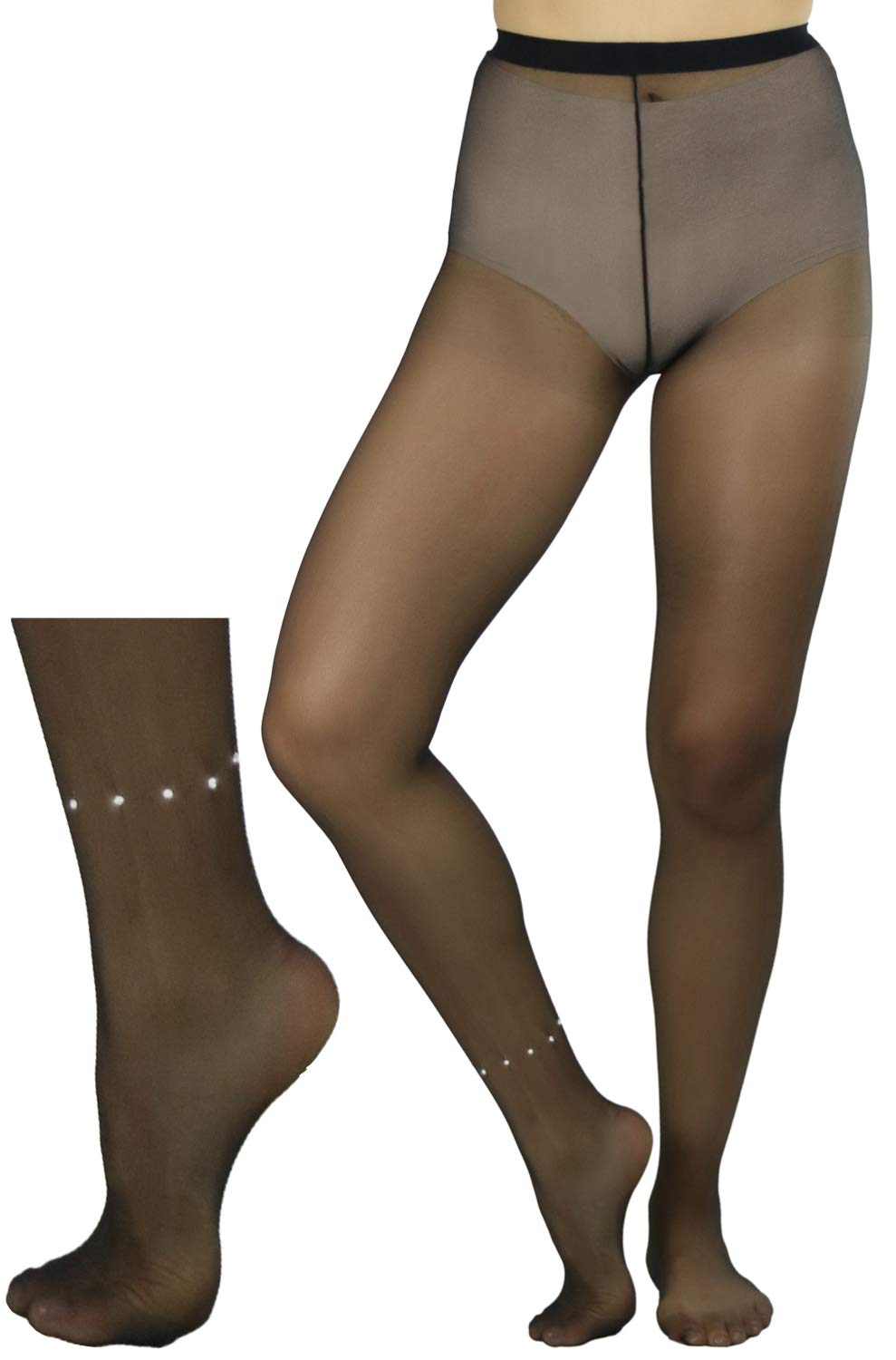 Stylish Women's Sheer Pantyhose with Sparkling Faux Rhinestone Ankle Bracelet - Perfect for Office, Parties & Special Occasions