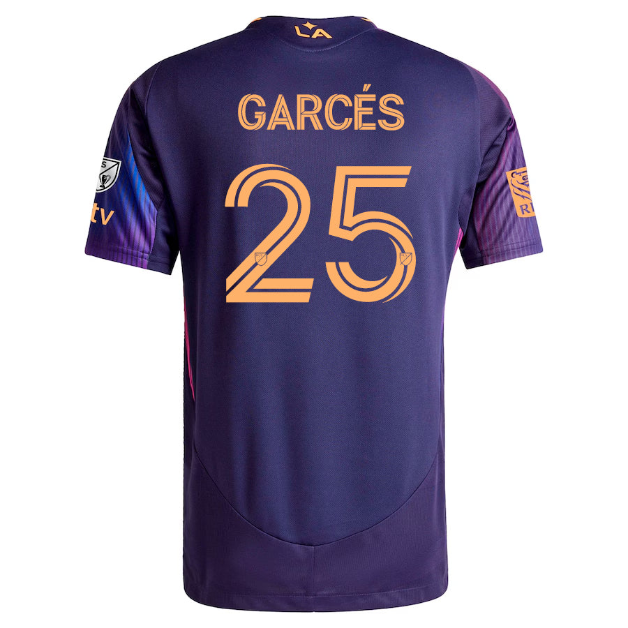 Adidas Carlos Garcés LA Galaxy Authentic Away Jersey 2025-2026 - MLS Soccer Jersey with Apple TV & RBC Sponsorship (Purple) - Perfect for Soccer Games, Fan Events & Sports Collectibles